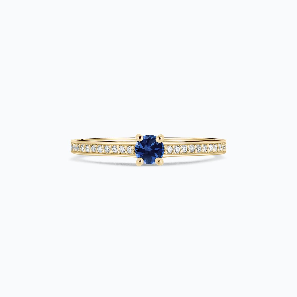 Solitaire Pavé Lagon Bleu Saphir Bleu Éclipse 3.5 mm