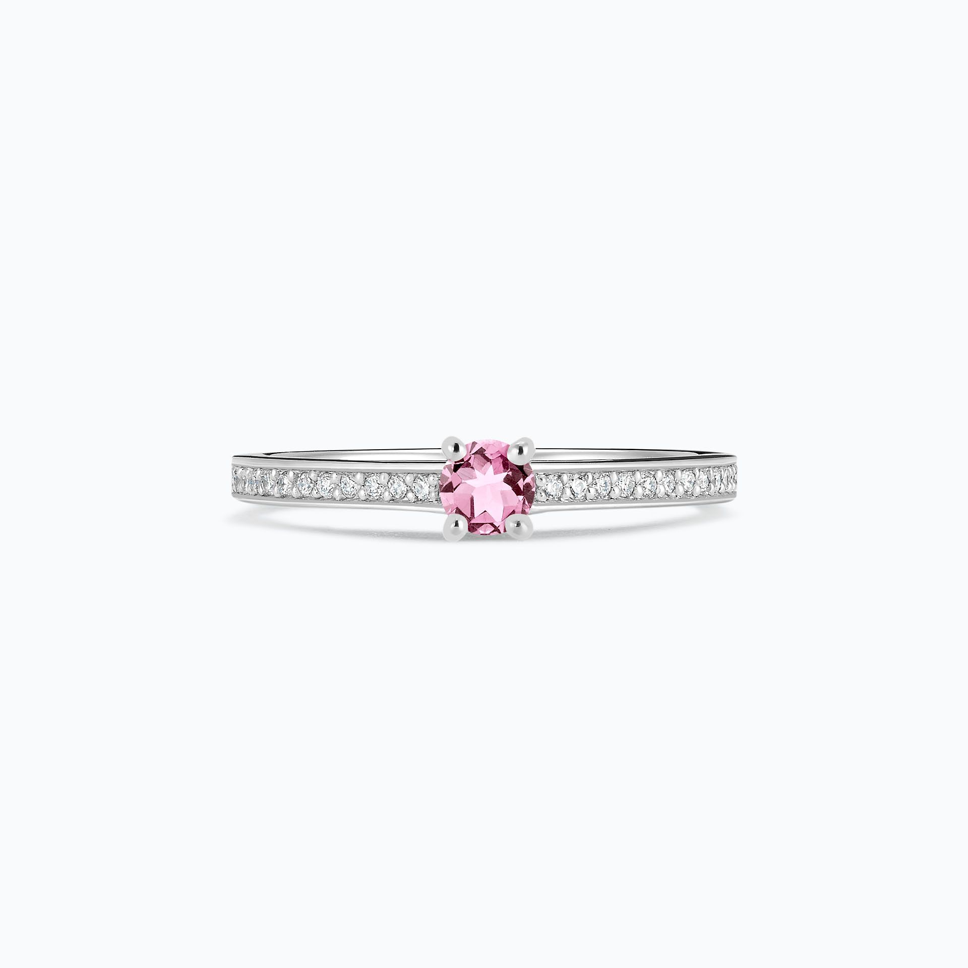 Solitaire Pavé Lagon Bleu Saphir Rose Poudré 3.5 mm