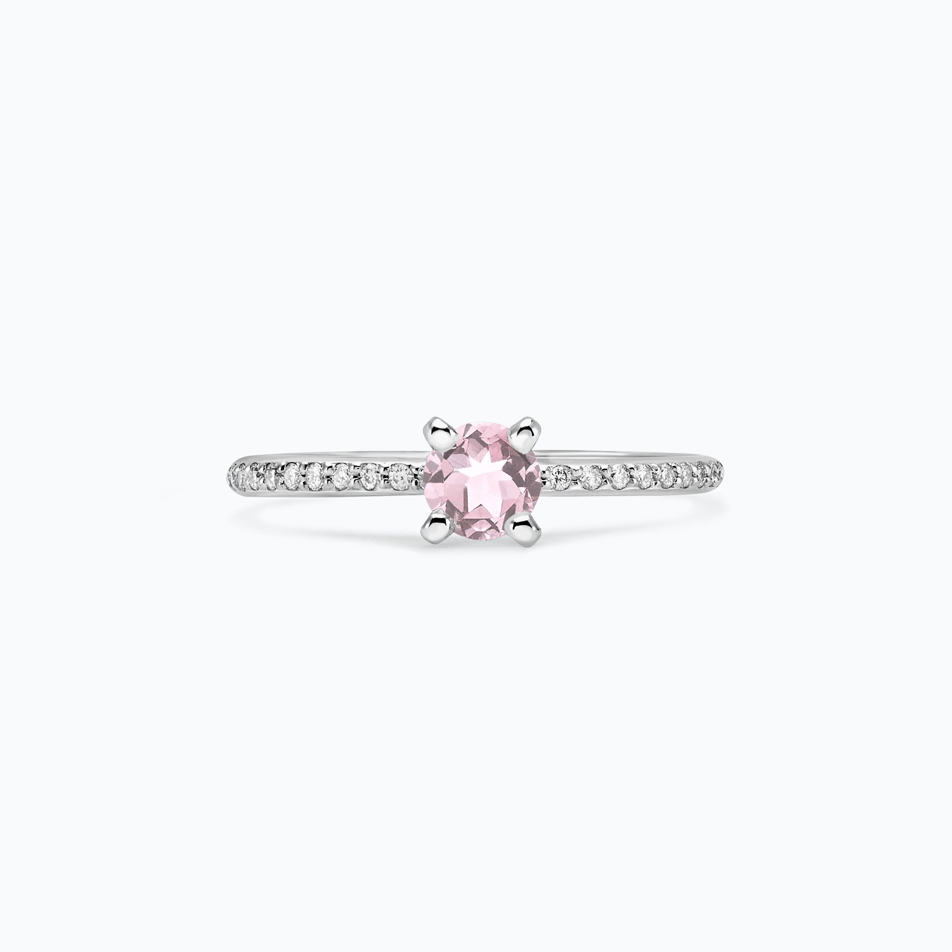 Solitaire Pavé Séléné Saphir Blanc de Rose 4.5 mm