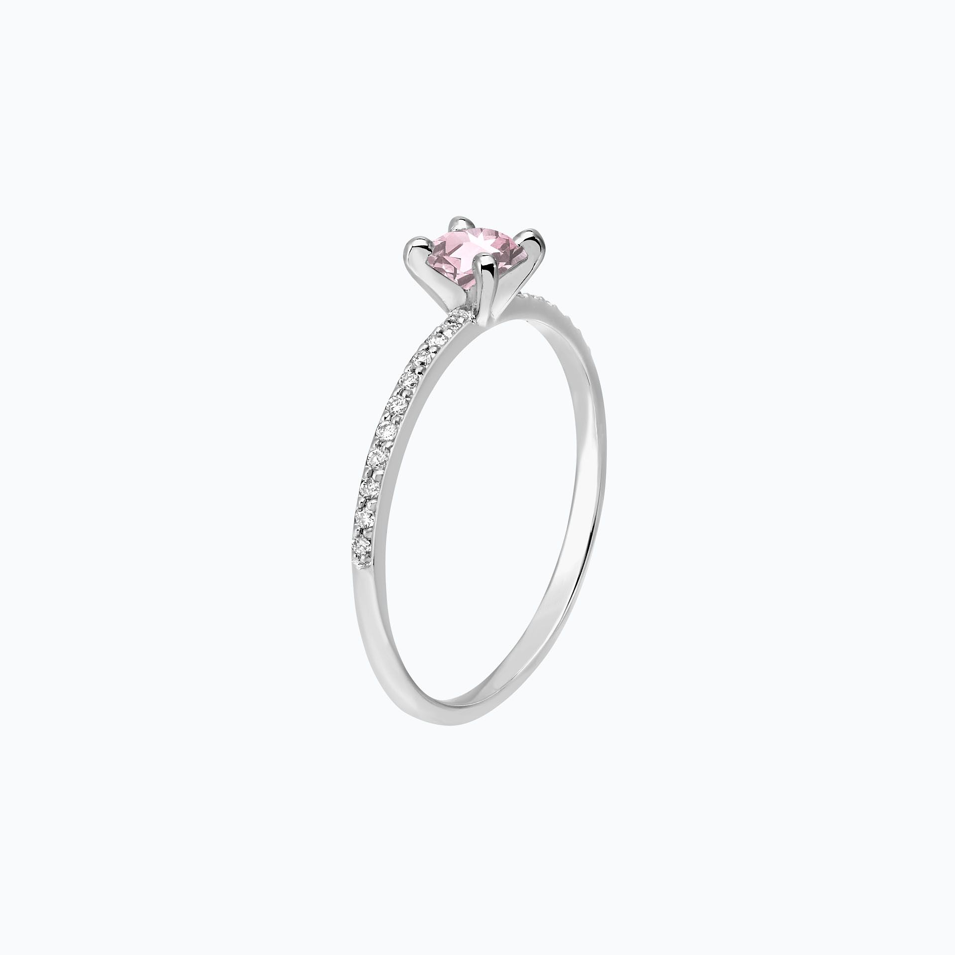 Solitaire Pavé Séléné Saphir Blanc de Rose 4.5 mm