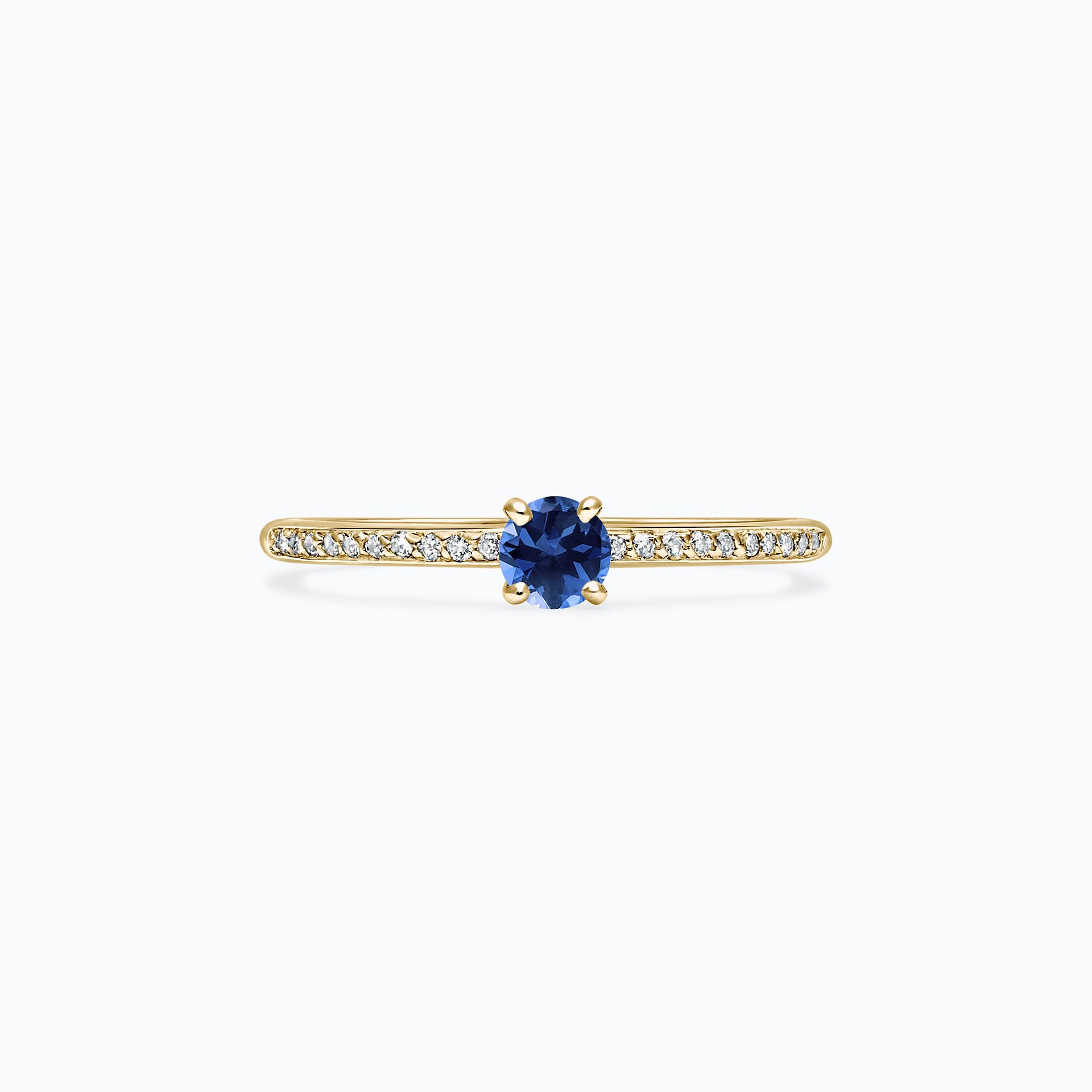 Solitaire Pavé Séléné Saphir Bleu Éclipse 3.5 mm