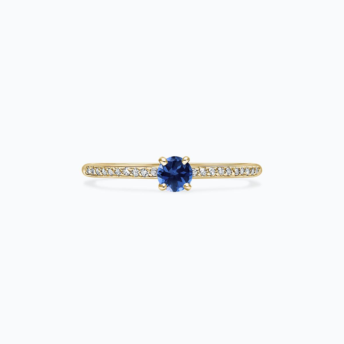 Solitaire Pavé Séléné Saphir Bleu Éclipse 3.5 mm