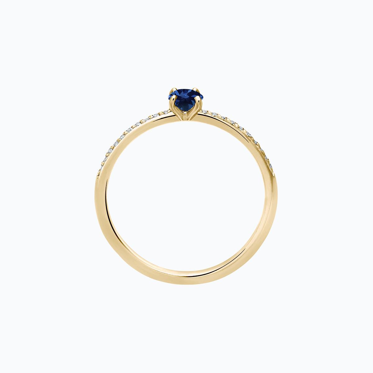 Solitaire Pavé Séléné Saphir Bleu Éclipse 3.5 mm