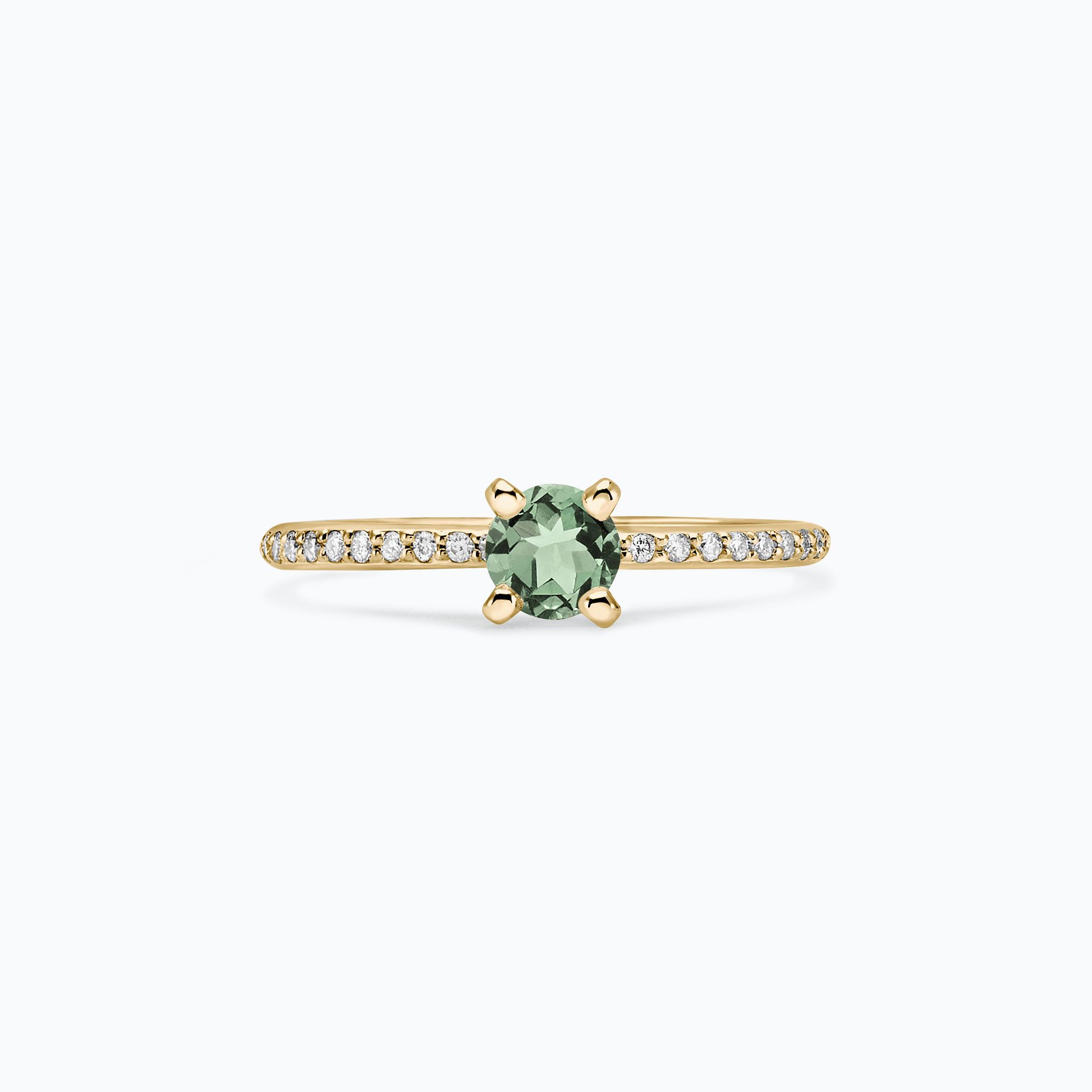 Solitaire Pavé Séléné Saphir Vert 4.5 mm