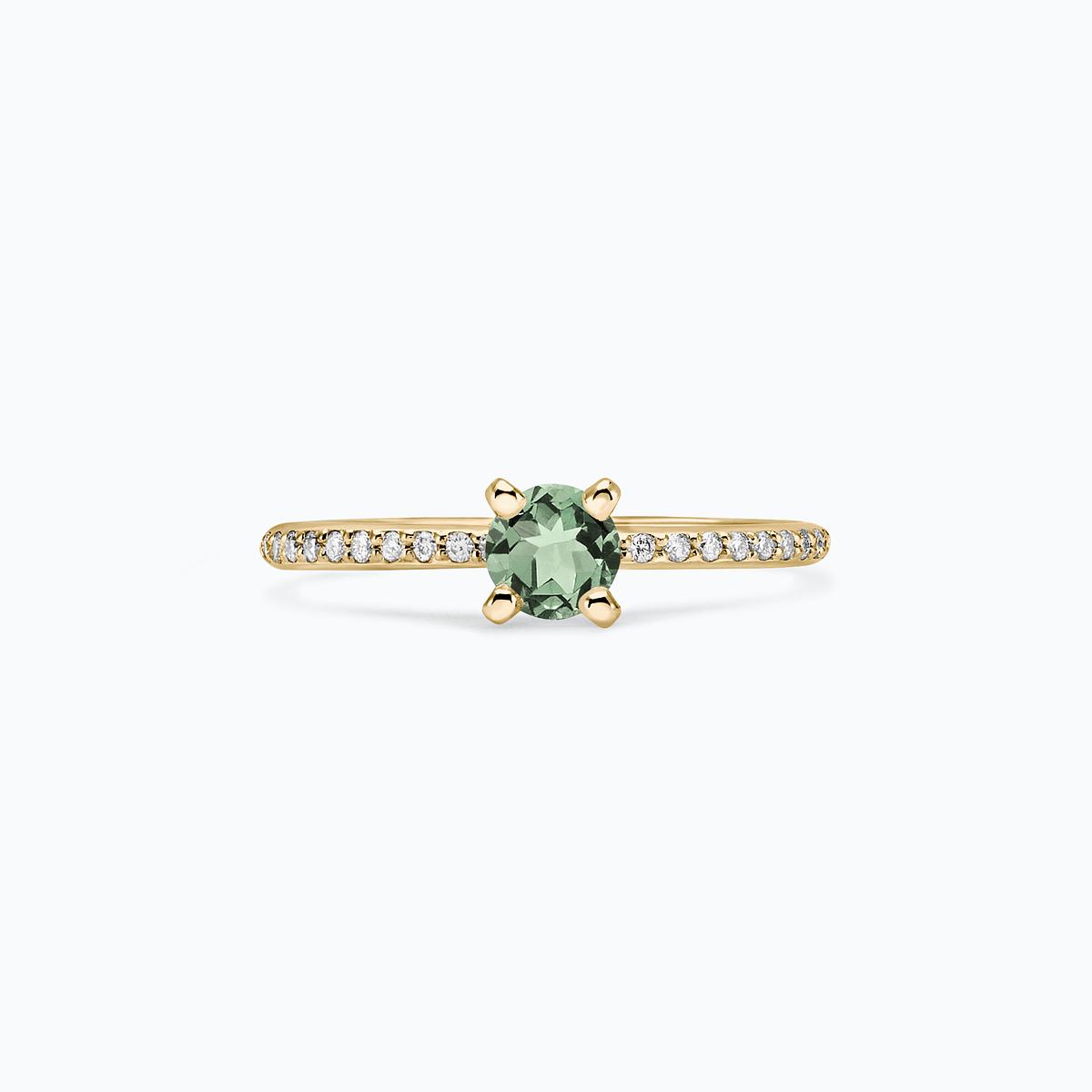Solitaire Pavé Séléné Saphir Vert 4.5 mm