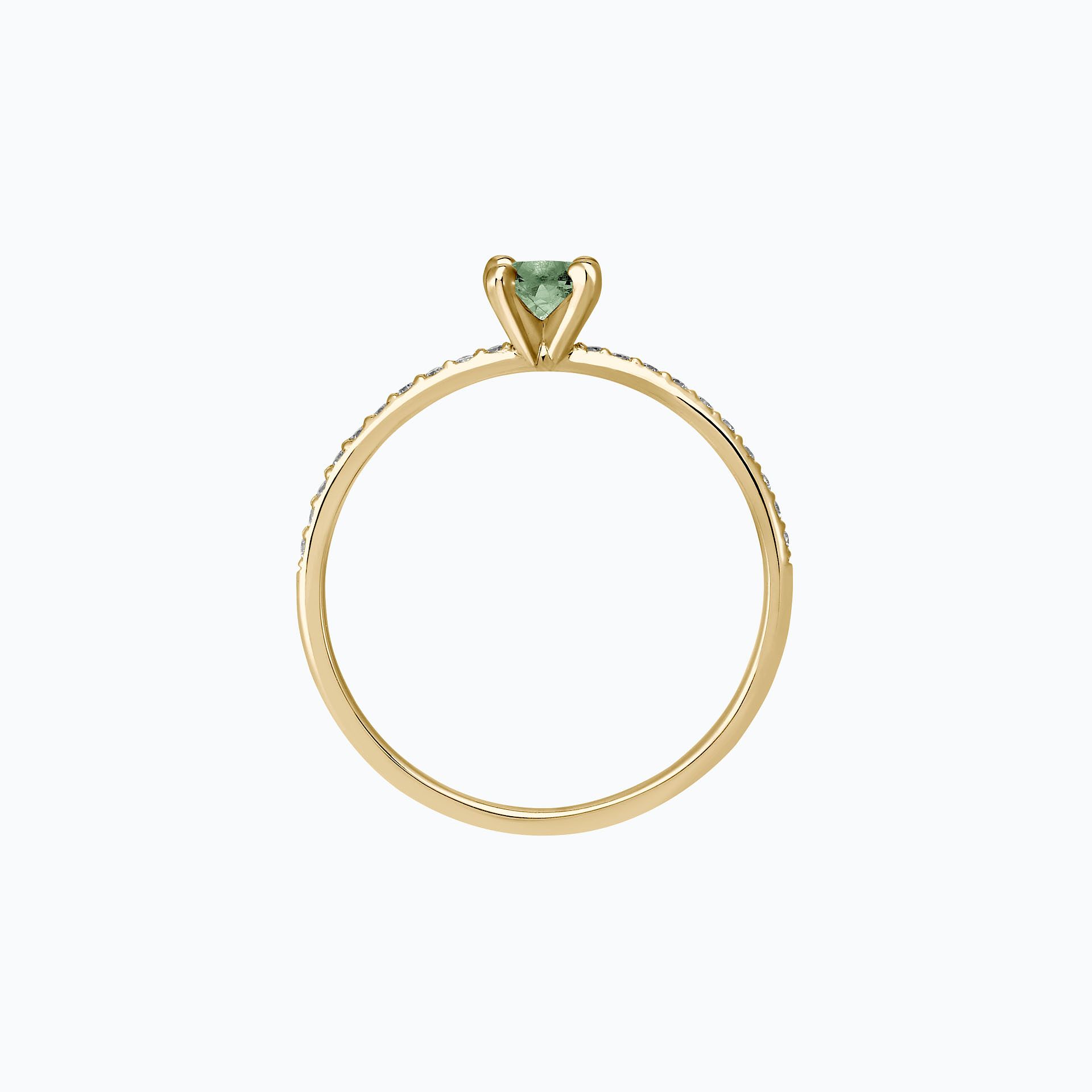 Solitaire Pavé Séléné Saphir Vert 4.5 mm