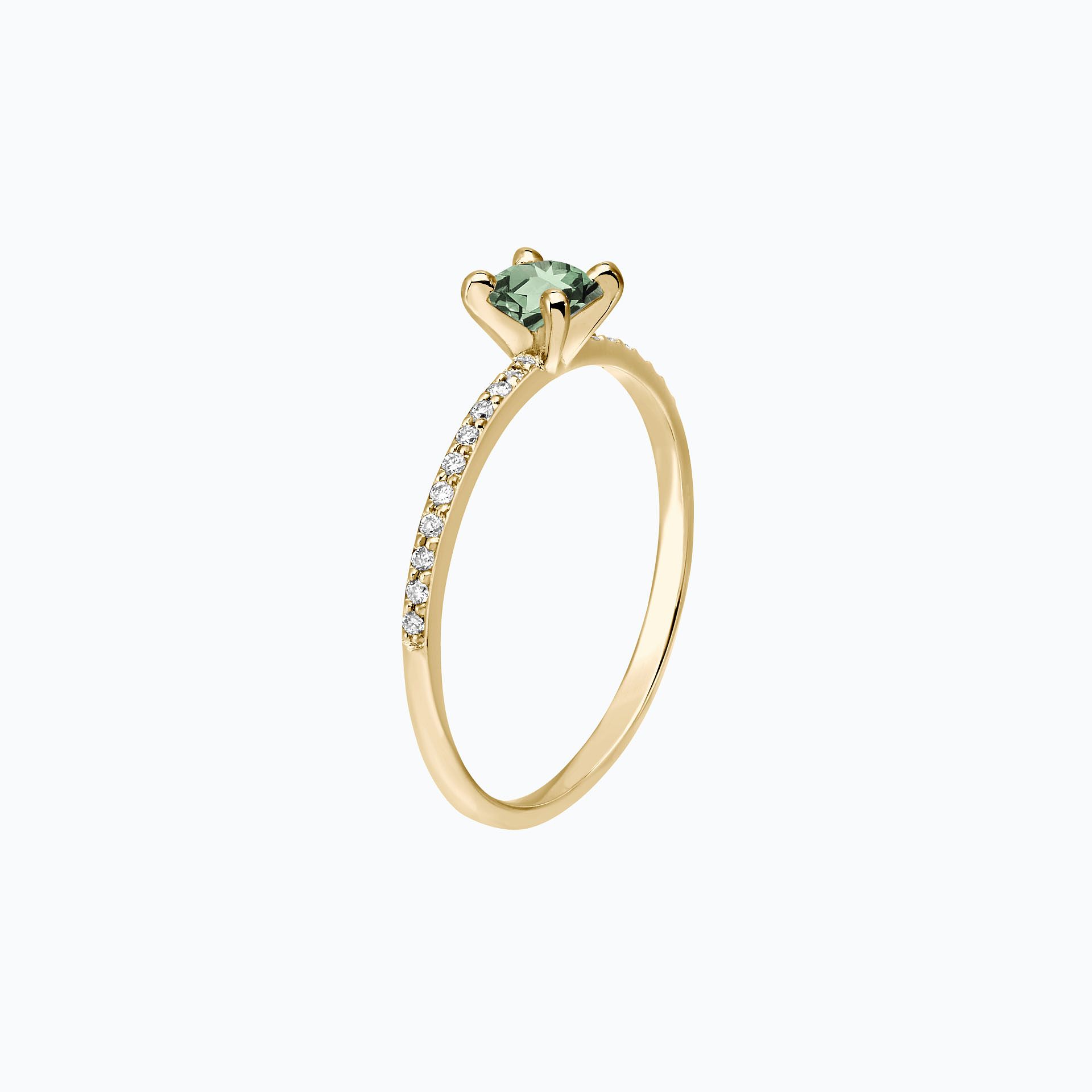 Solitaire Pavé Séléné Saphir Vert 4.5 mm