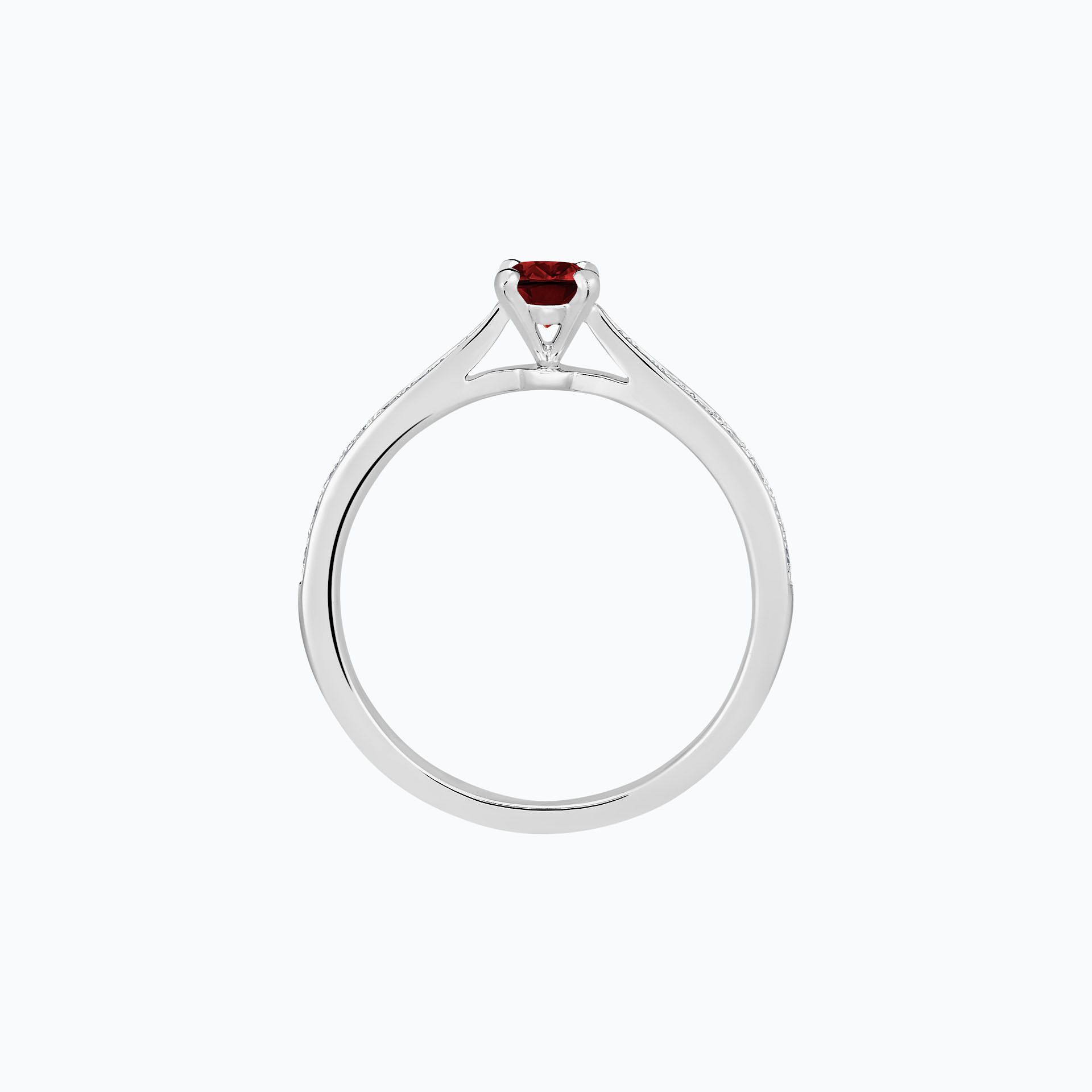 Solitaire Pavé Romance Grenat 4.5 mm