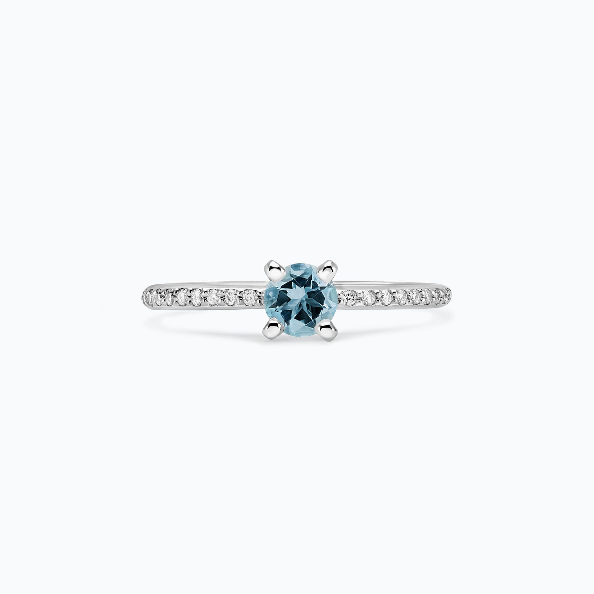 Solitaire Pavé Séléné Aigue-Marine 4.5 mm
