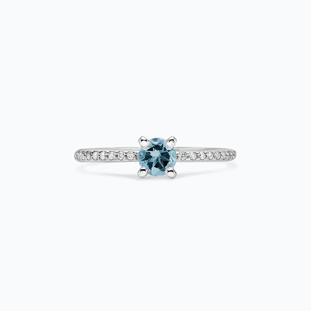 Solitaire Pavé Séléné Aigue-Marine 4.5 mm