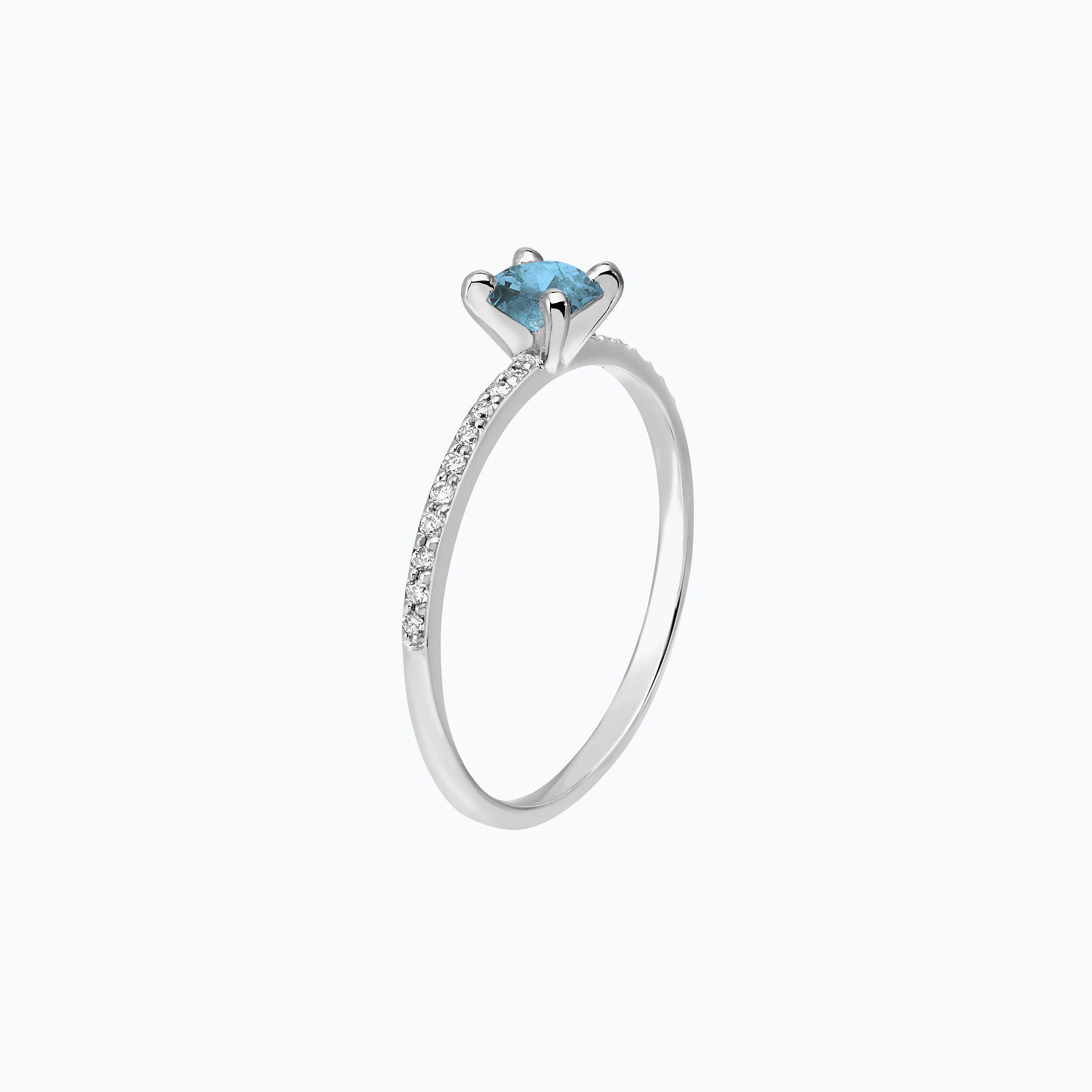 Solitaire Pavé Séléné Aigue-Marine 4.5 mm