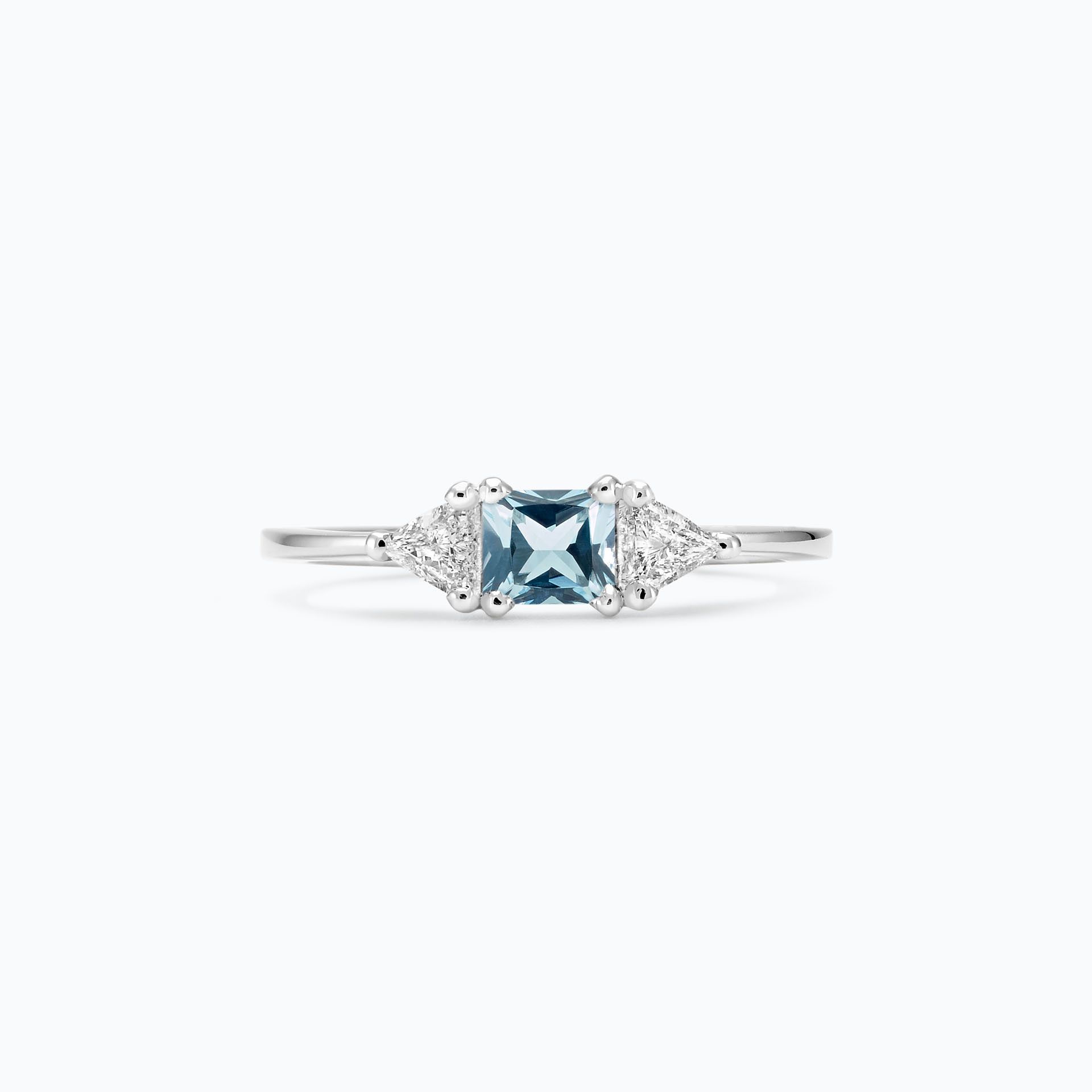 Solitaire Princesse Aigue-Marine 4 x 4 mm