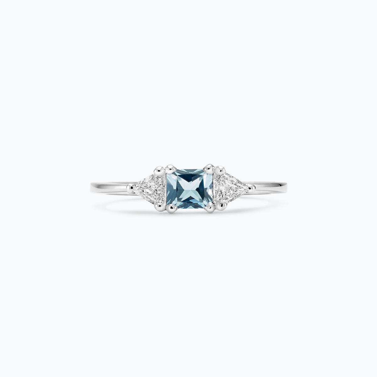 Solitaire Princesse Aigue-Marine 4 x 4 mm