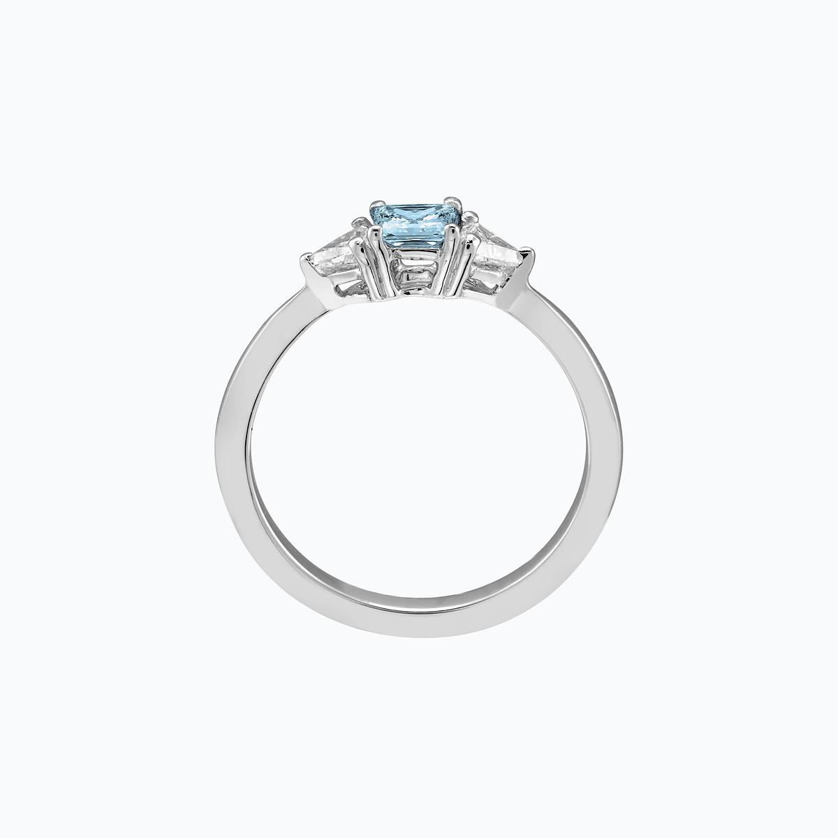 Solitaire Princesse Aigue-Marine 4 x 4 mm