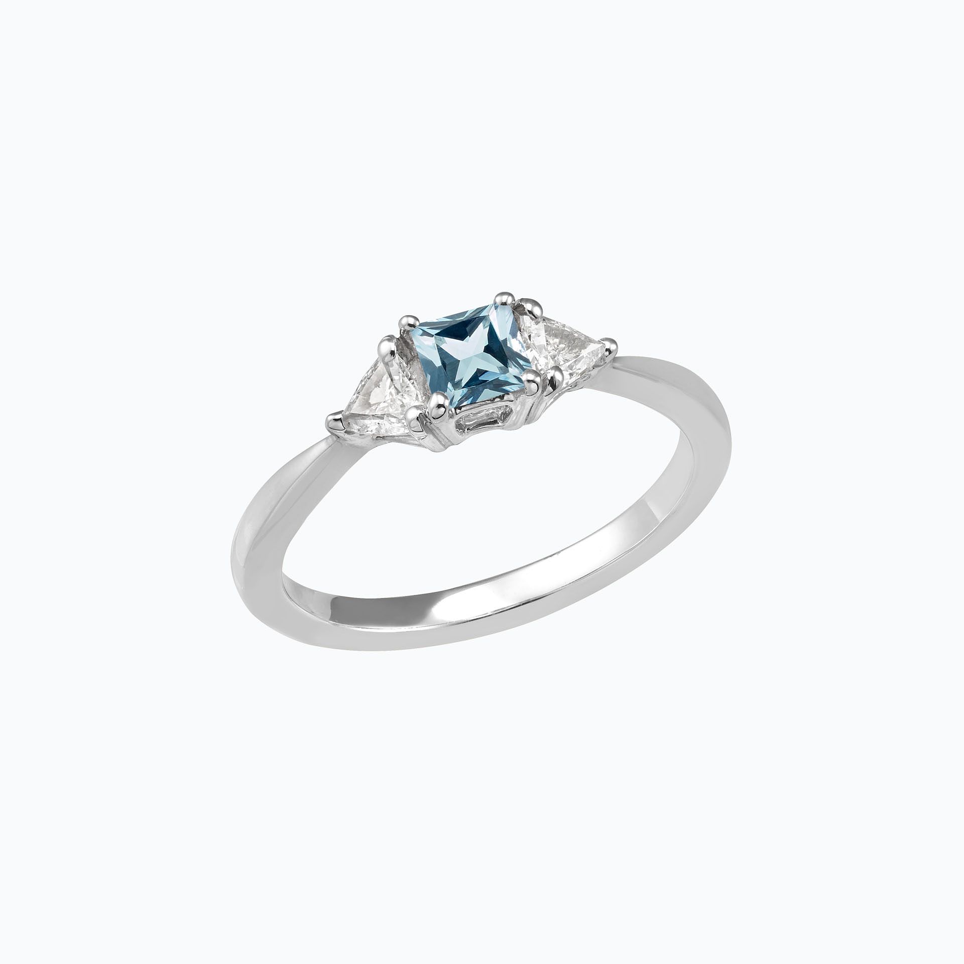 Solitaire Princesse Aigue-Marine 4 x 4 mm
