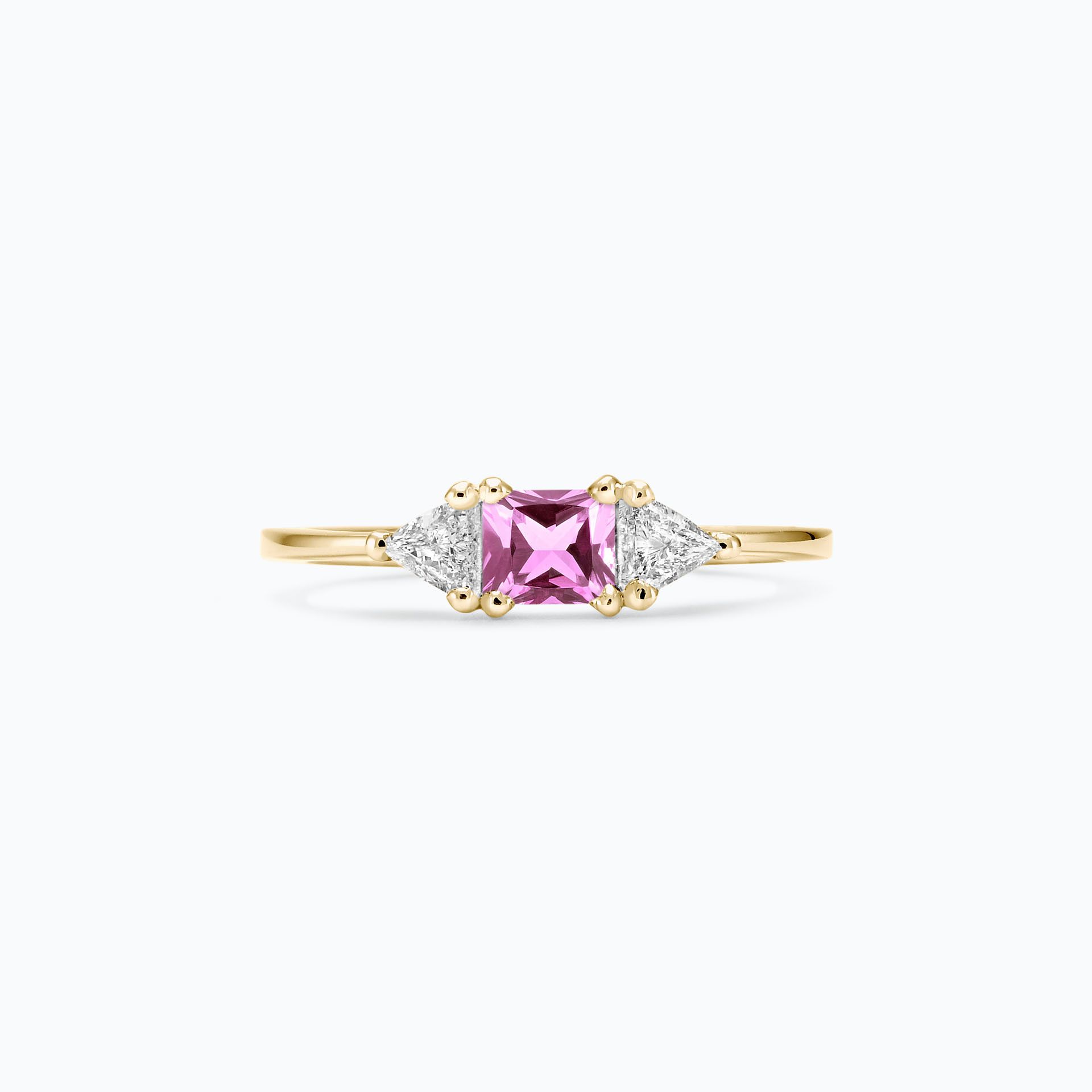 Solitaire Princesse Saphir Rose 4 x 4 mm
