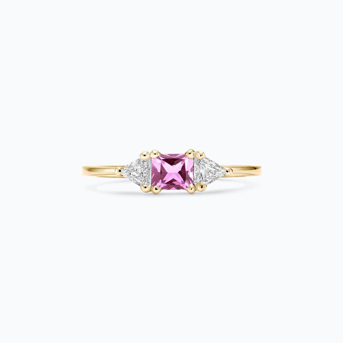 Solitaire Princesse Saphir Rose 4 x 4 mm