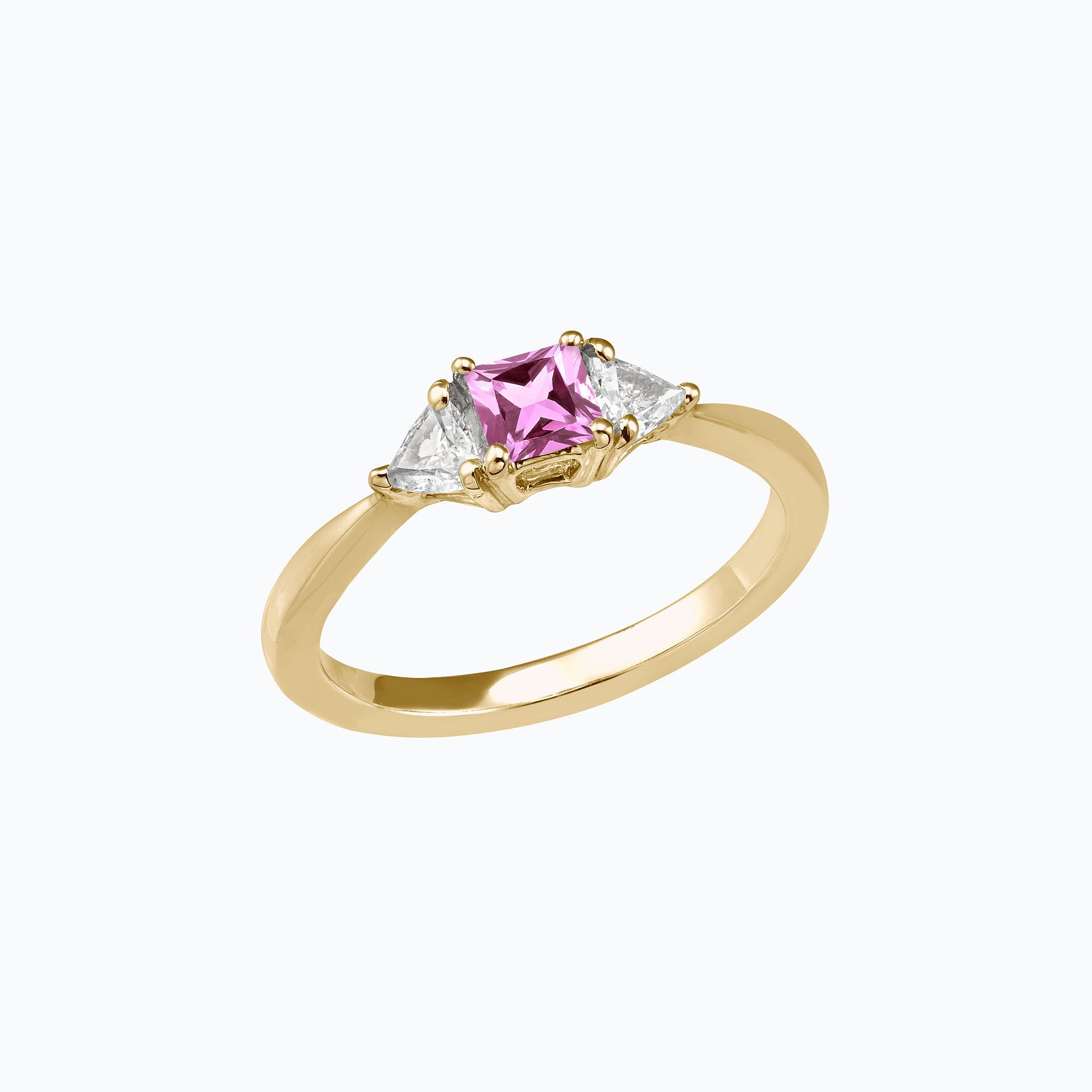 Solitaire Princesse Saphir Rose 4 x 4 mm