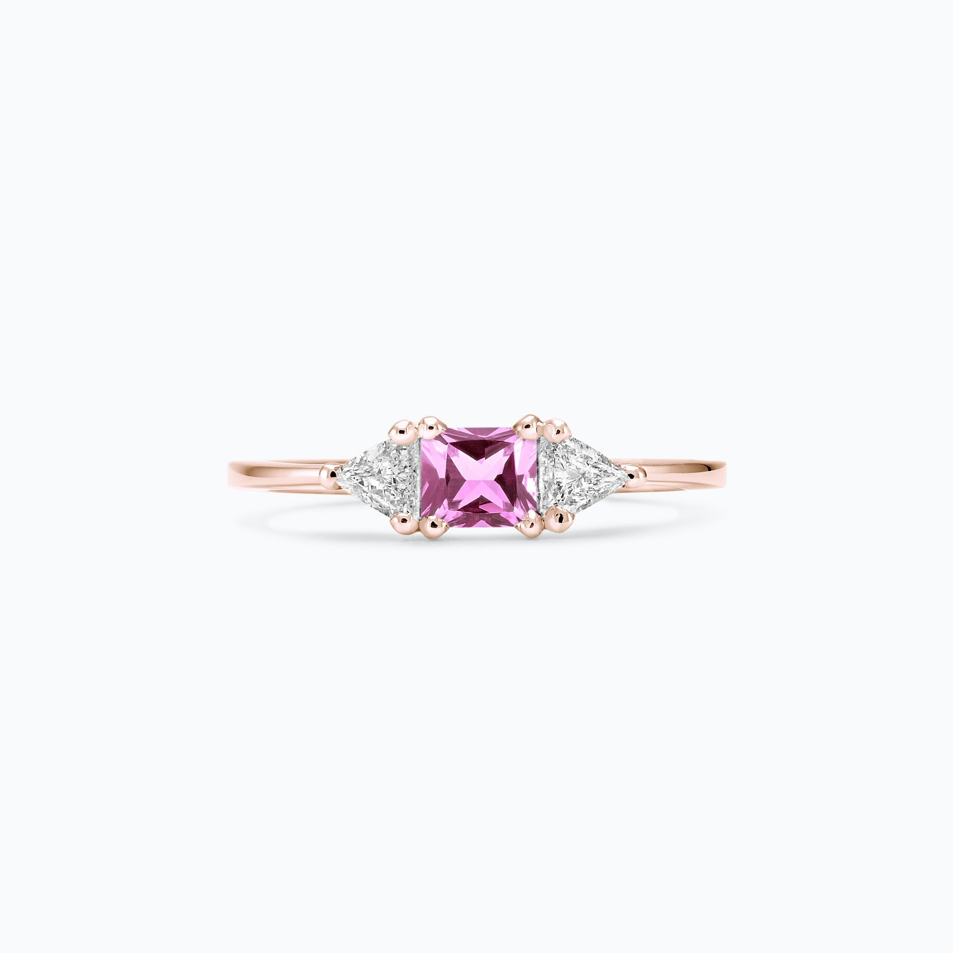 Solitaire Princesse Saphir Rose 4 x 4 mm