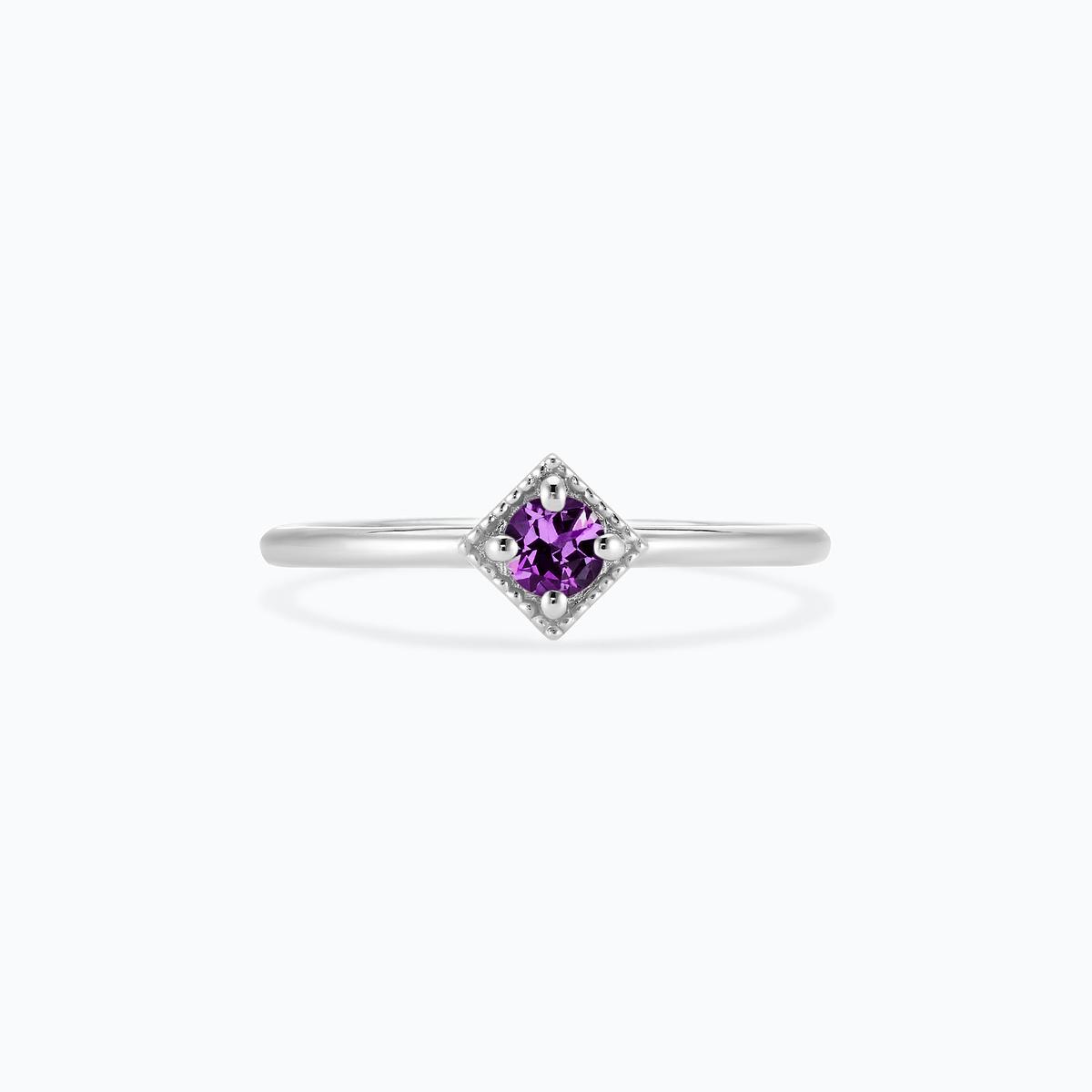 Solitaire Romy Millegrain Améthyste 3.5 mm