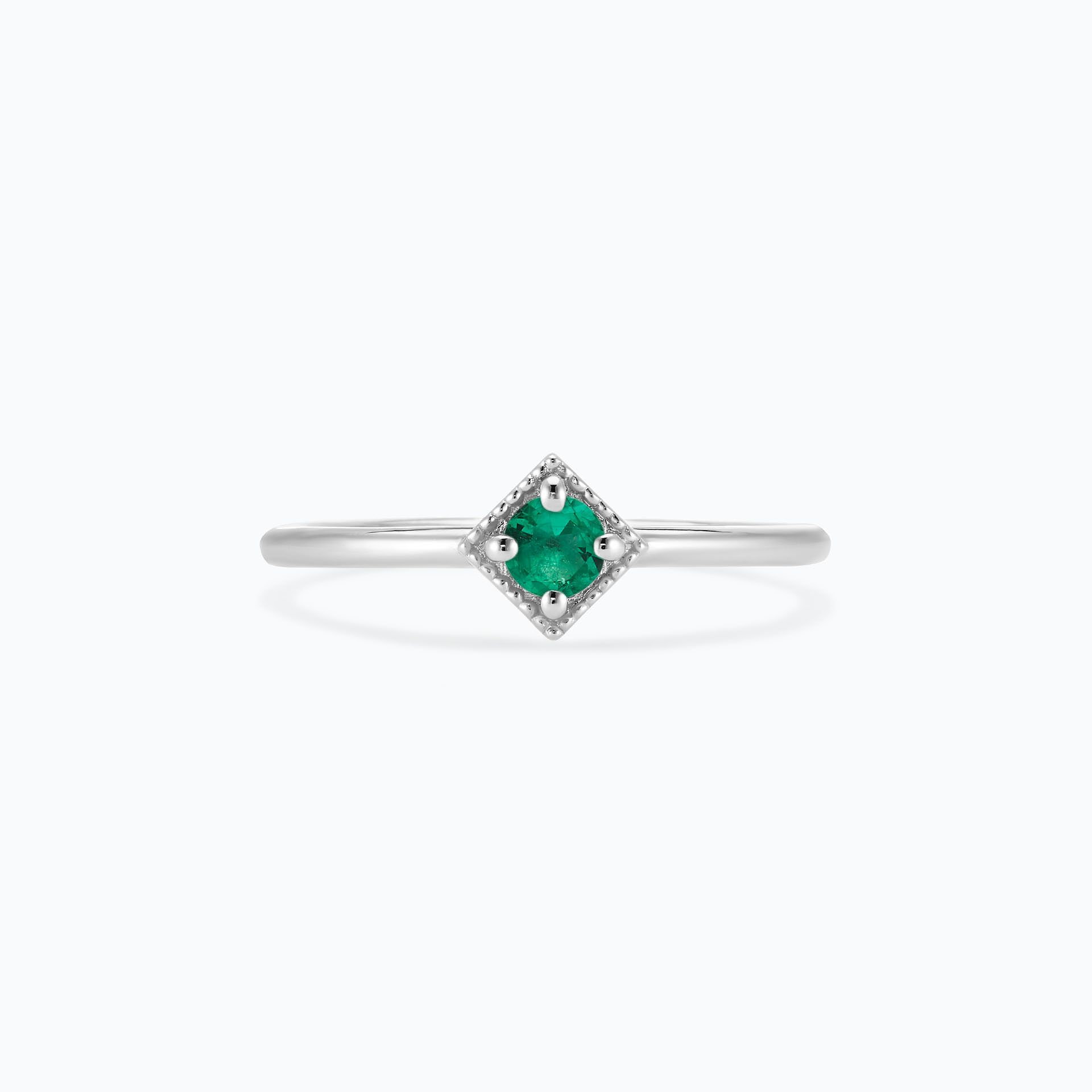 Solitaire Romy Millegrain Émeraude 3.5 mm