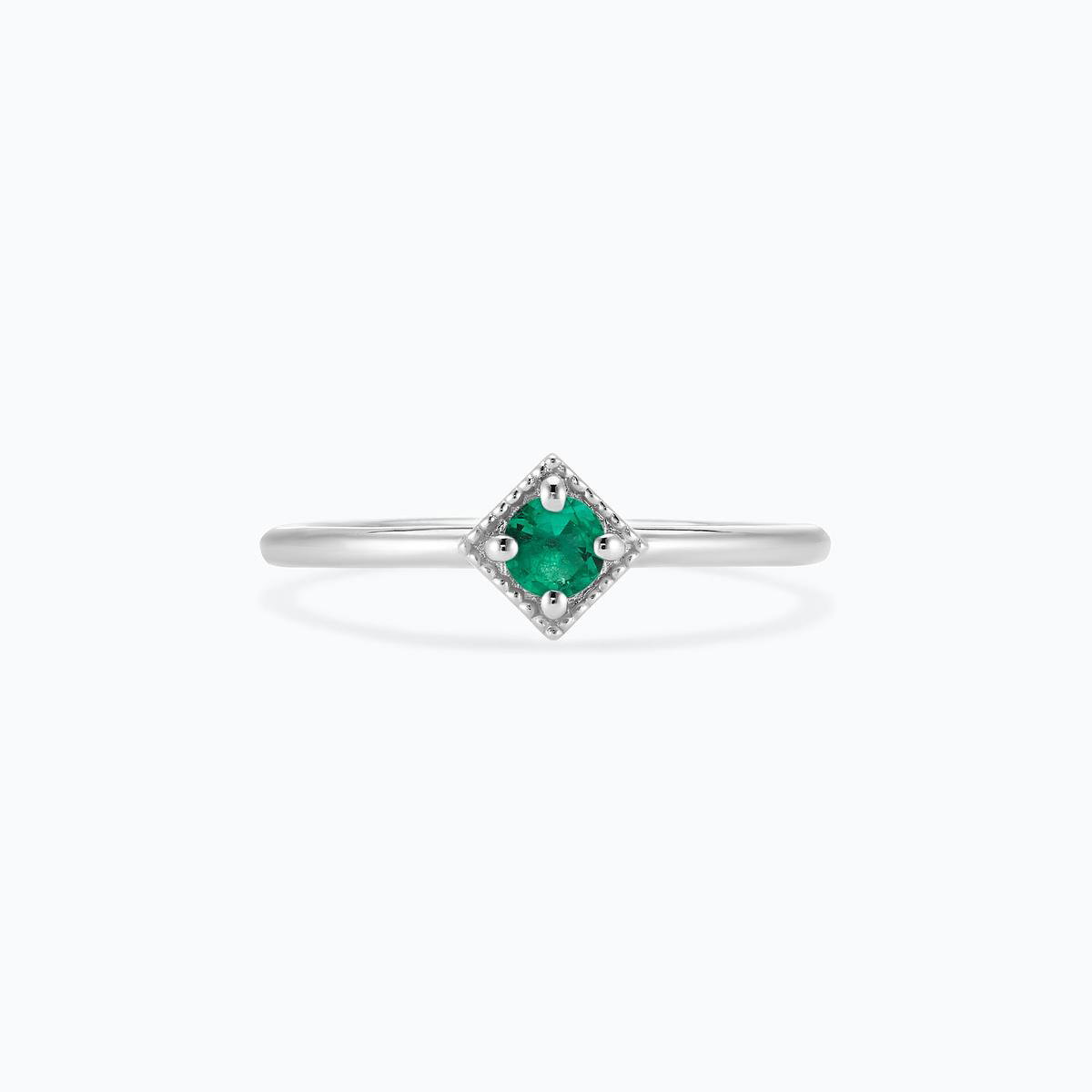 Solitaire Romy Millegrain Émeraude 3.5 mm