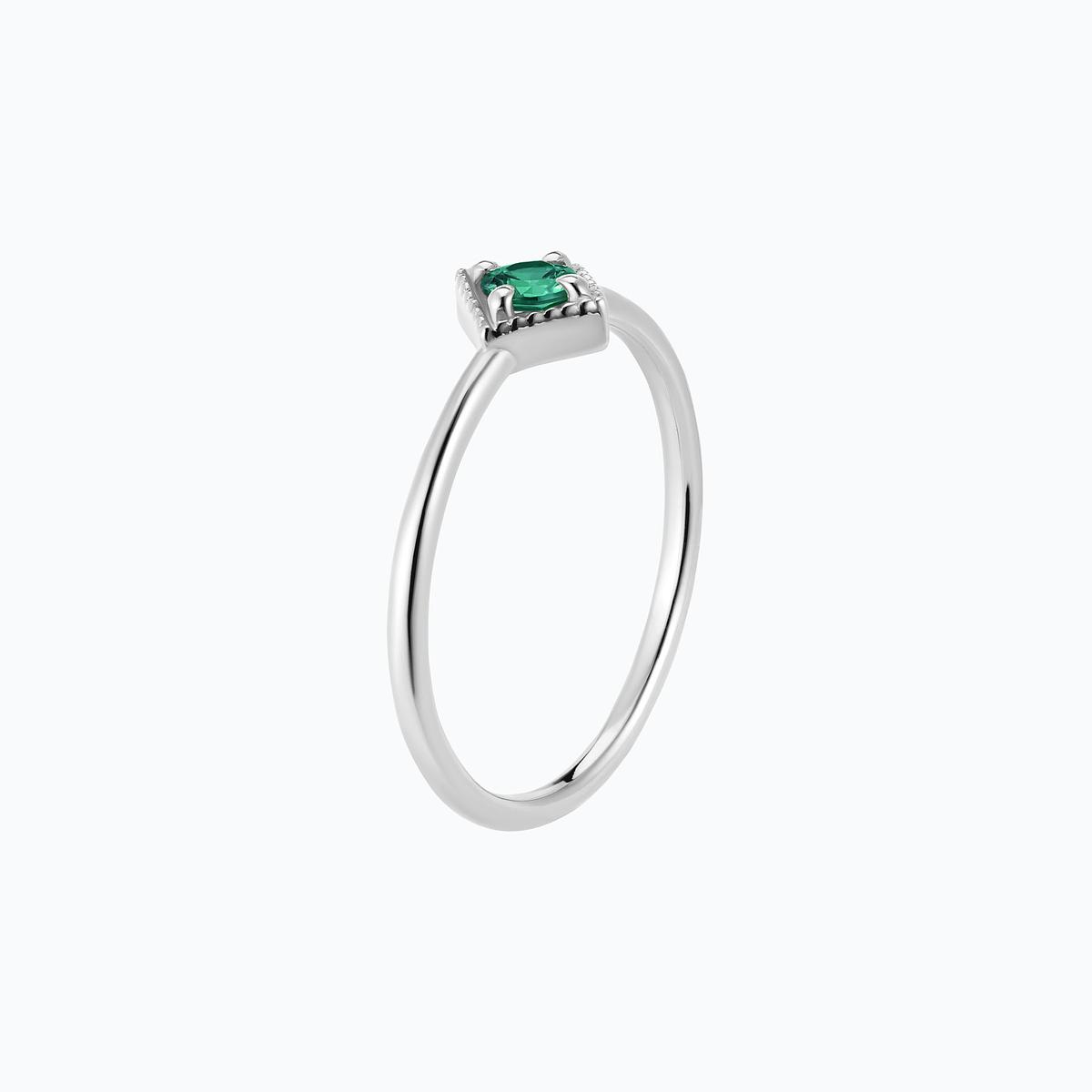 Solitaire Romy Millegrain Émeraude 3.5 mm
