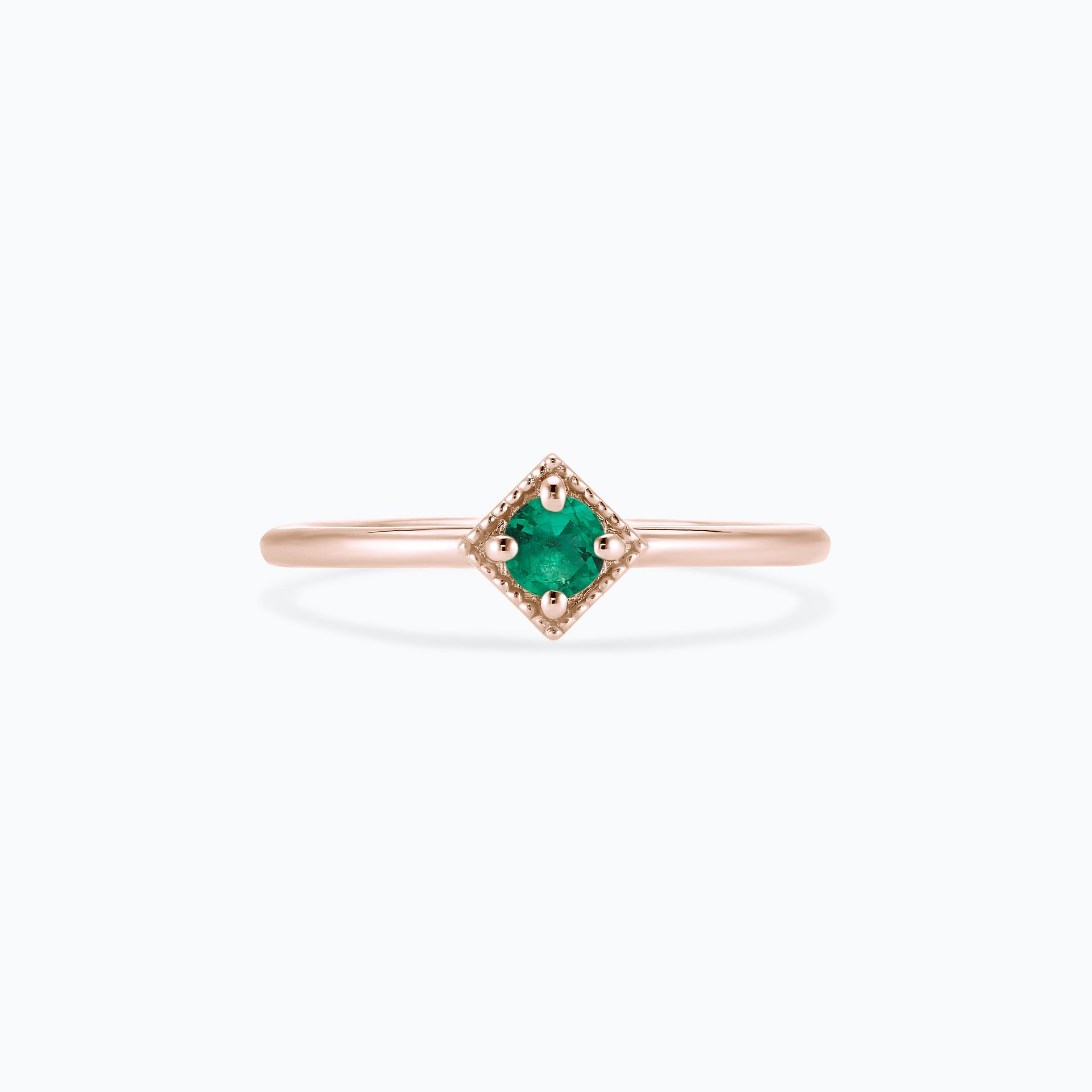 Solitaire Romy Millegrain Émeraude 3.5 mm