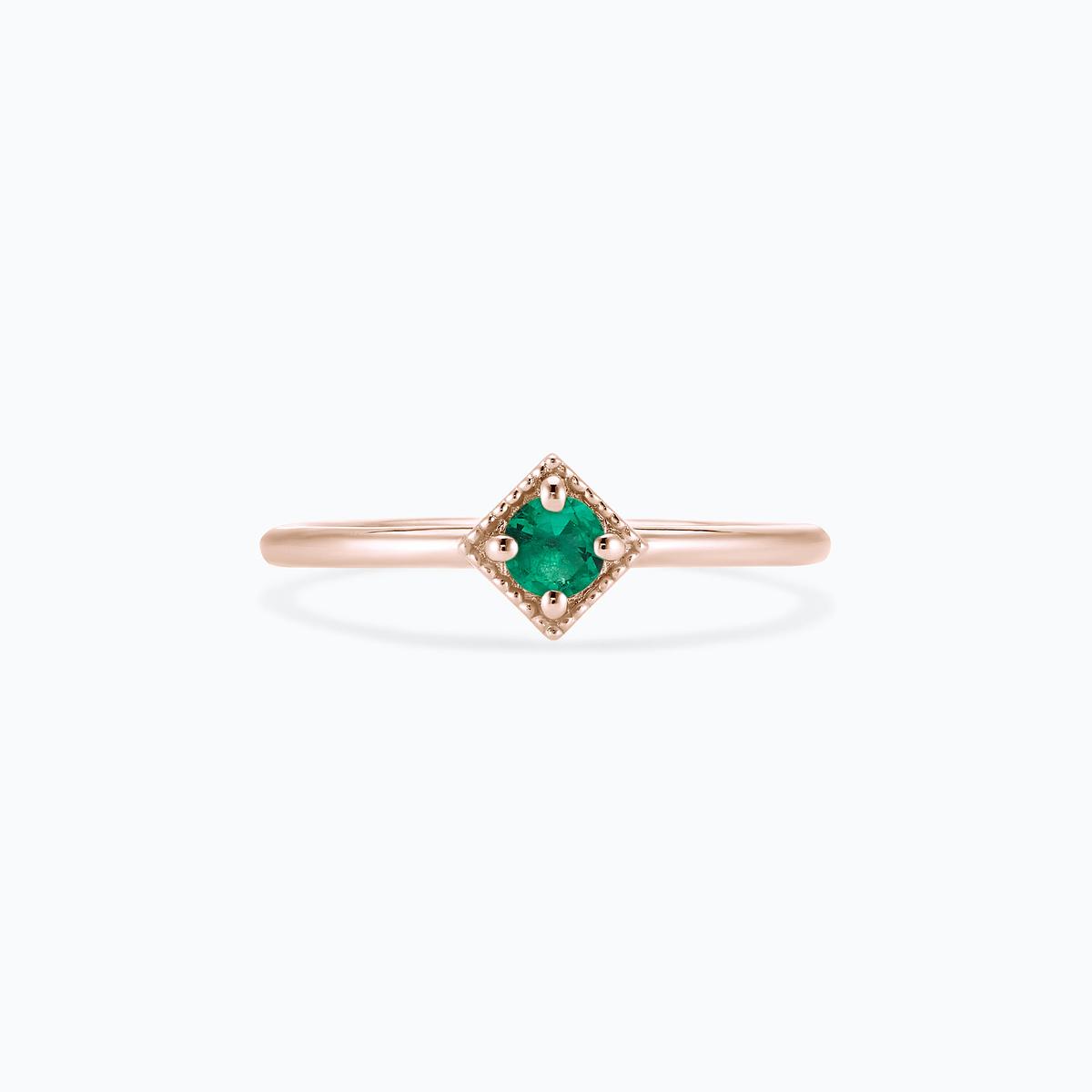 Solitaire Romy Millegrain Émeraude 3.5 mm