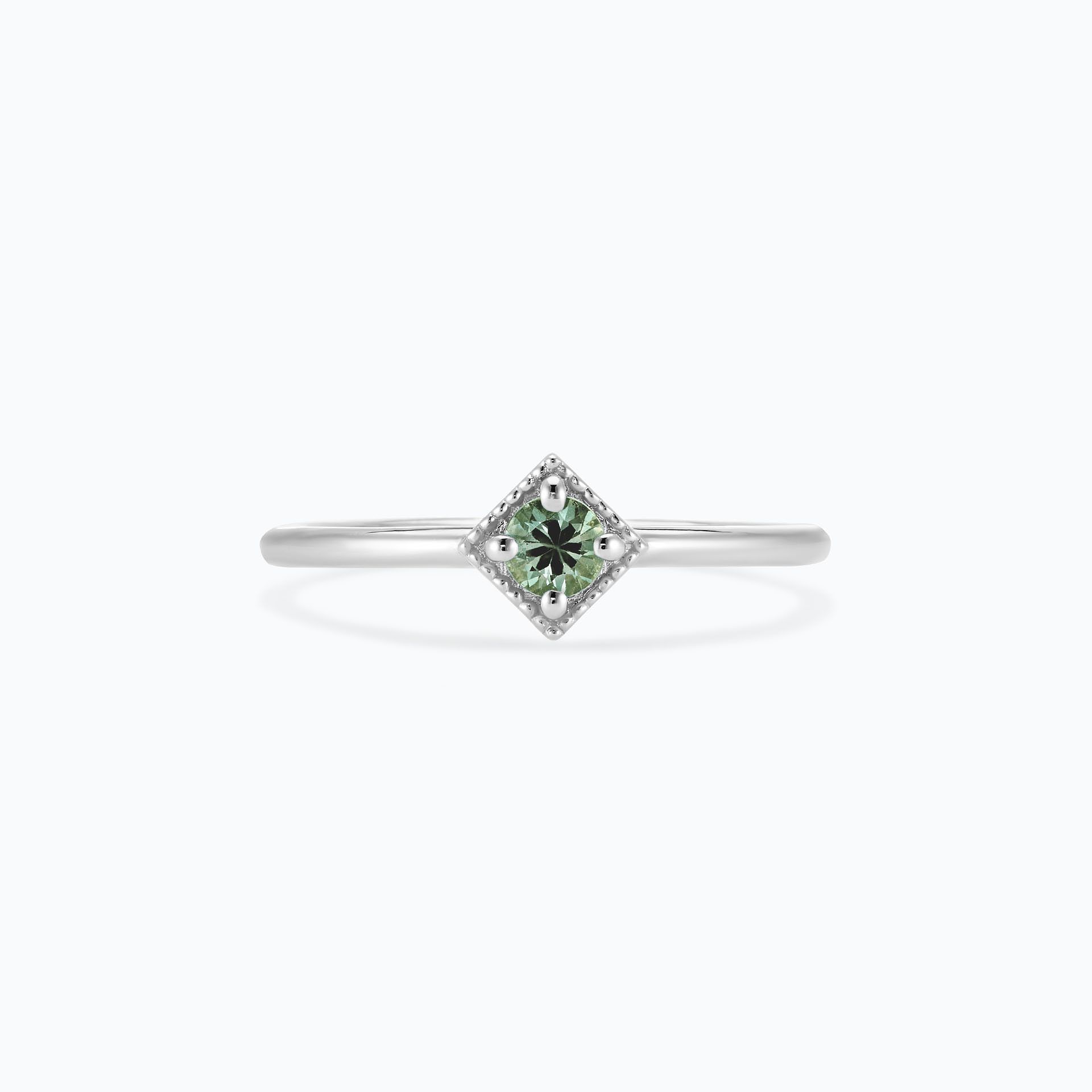 Solitaire Romy Millegrain Saphir Vert 3.5 mm