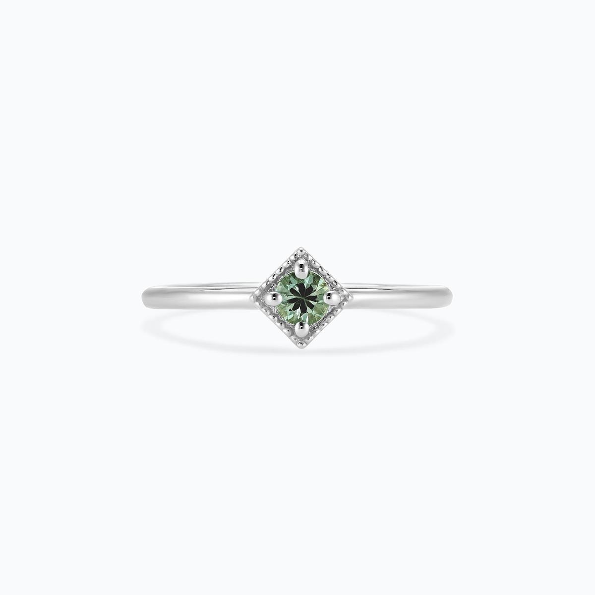 Solitaire Romy Millegrain Saphir Vert 3.5 mm