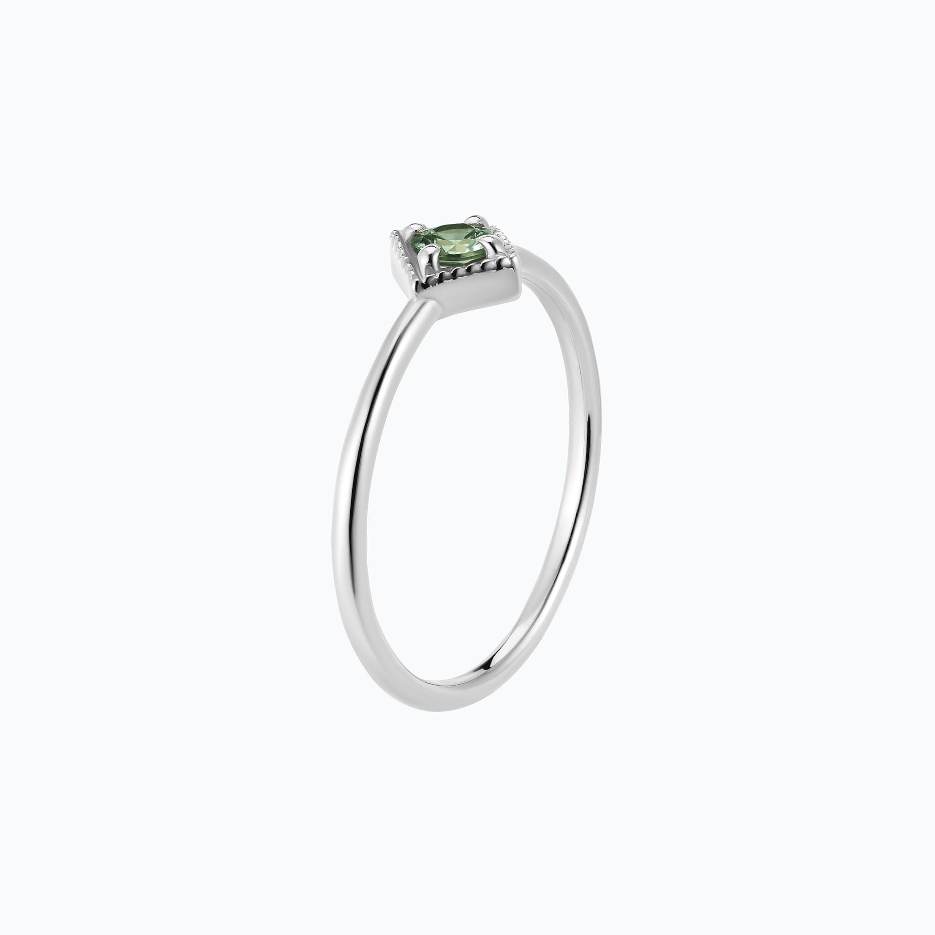 Solitaire Romy Millegrain Saphir Vert 3.5 mm