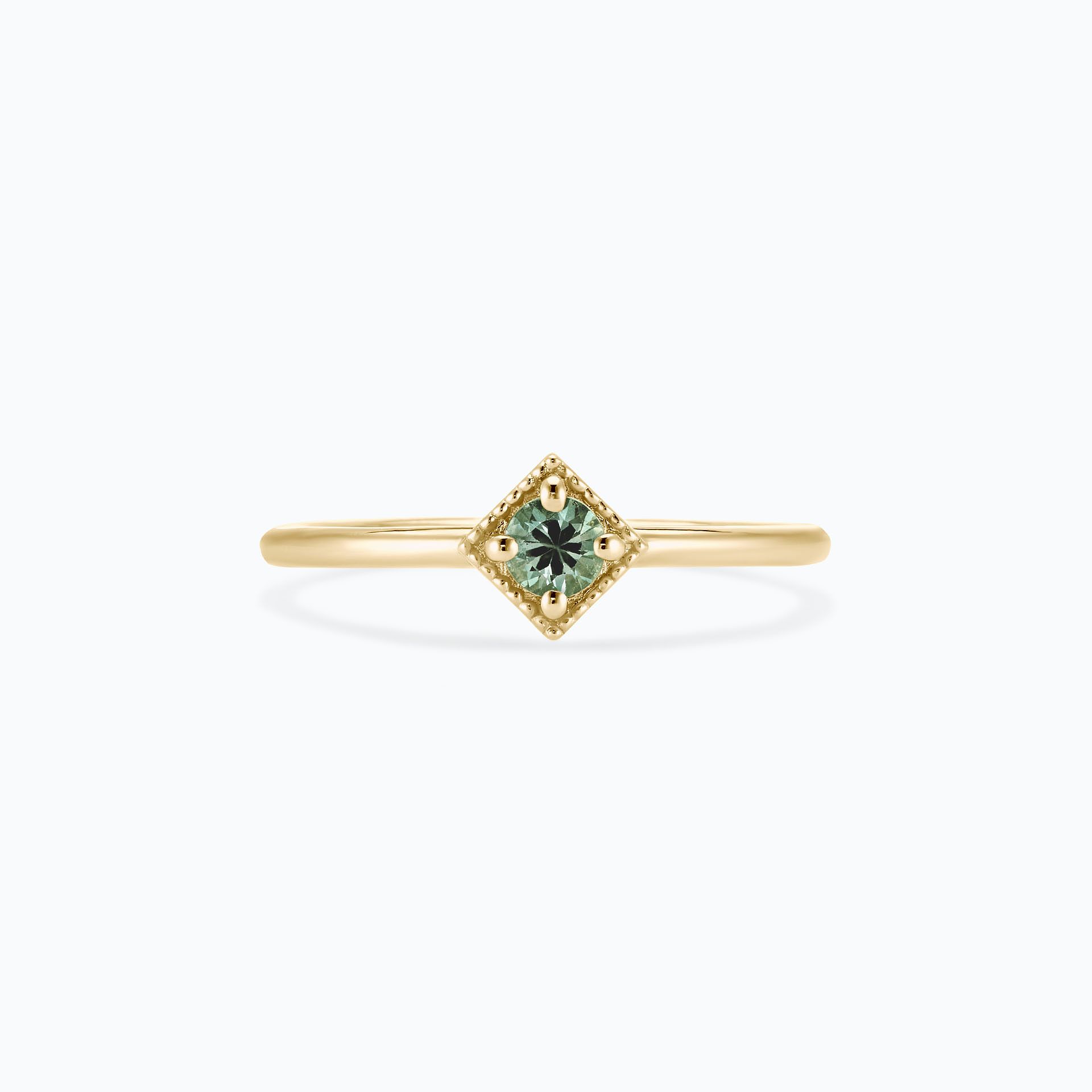 Solitaire Romy Millegrain Saphir Vert 3.5 mm