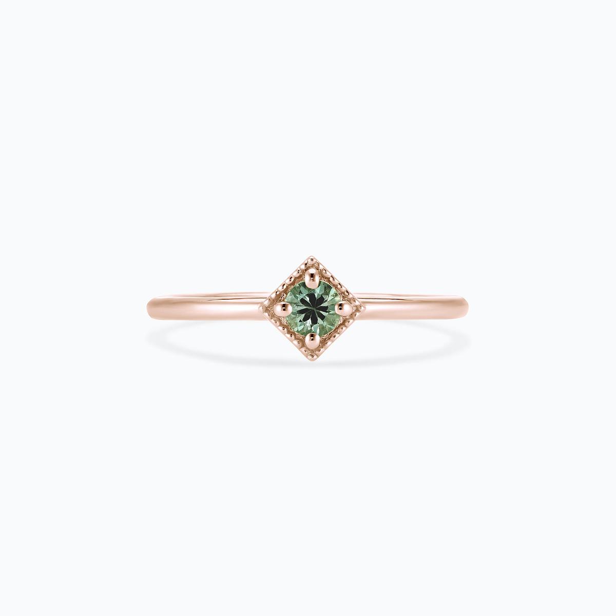 Solitaire Romy Millegrain Saphir Vert 3.5 mm