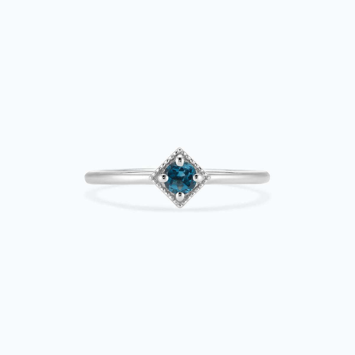 Solitaire Romy Millegrain Topaze Blue London 3.5 mm
