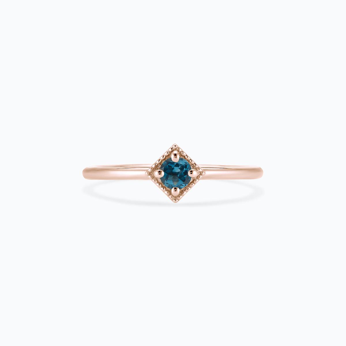 Solitaire Romy Millegrain Topaze Blue London 3.5 mm