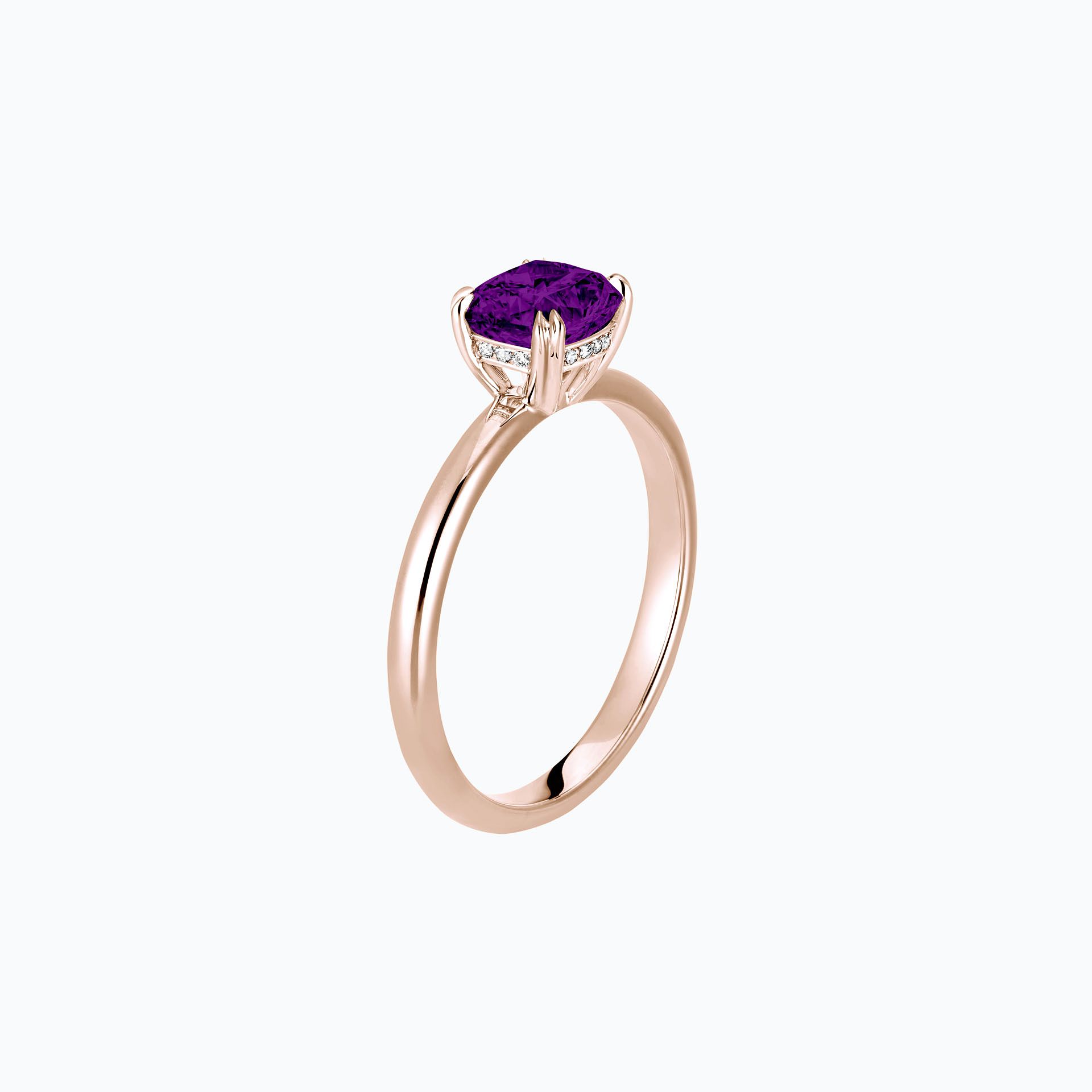 Solitaire Rose Saphir Violet 6 x 6 mm