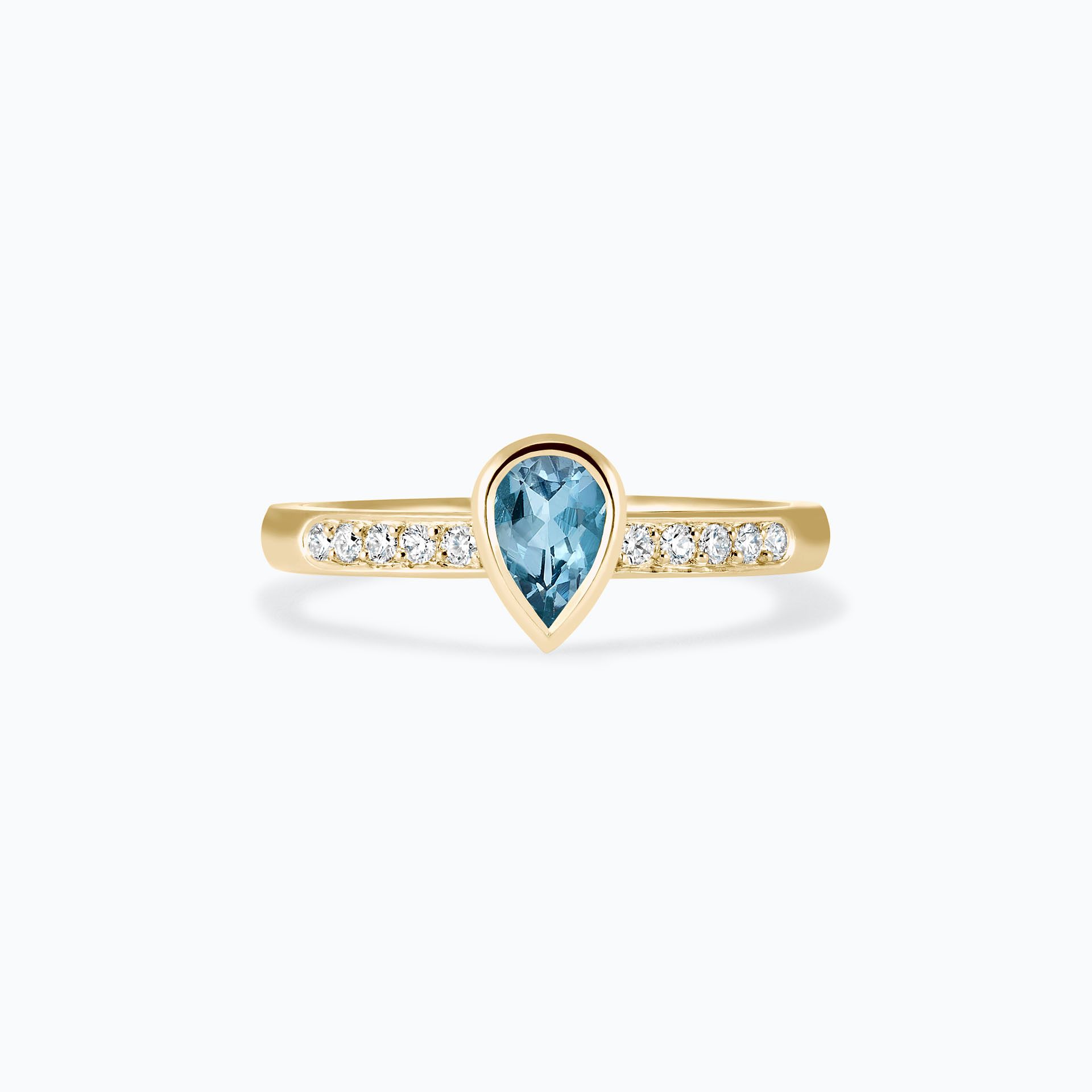 Solitaire Pavé Svadha Aigue-Marine 6 x 4 mm