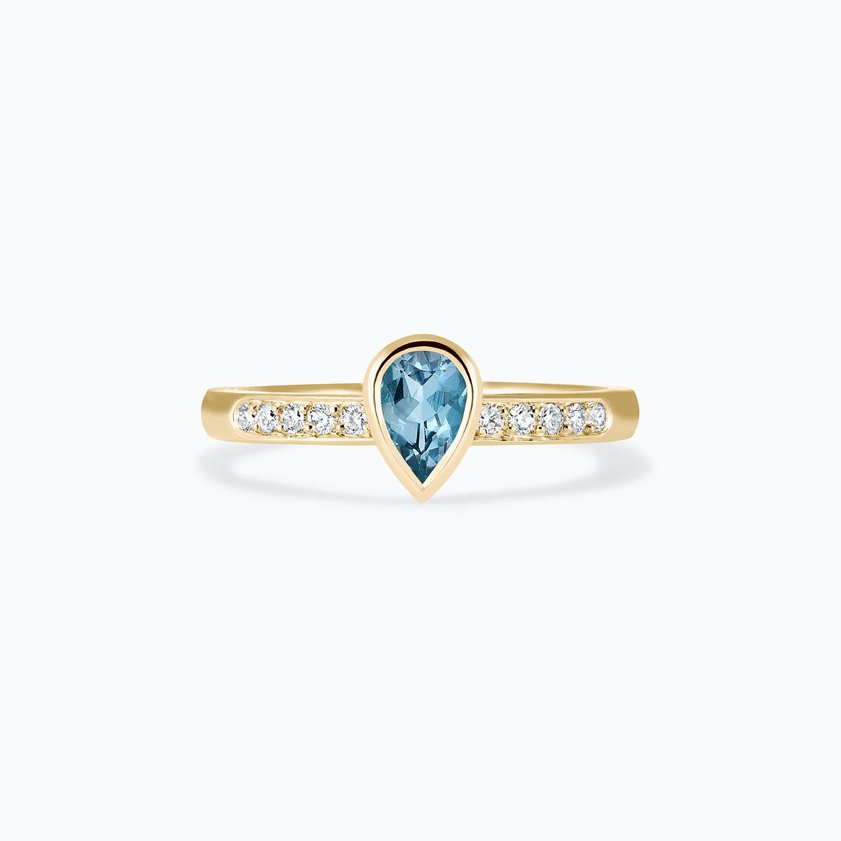 Solitaire Pavé Svadha Aigue-Marine 6 x 4 mm