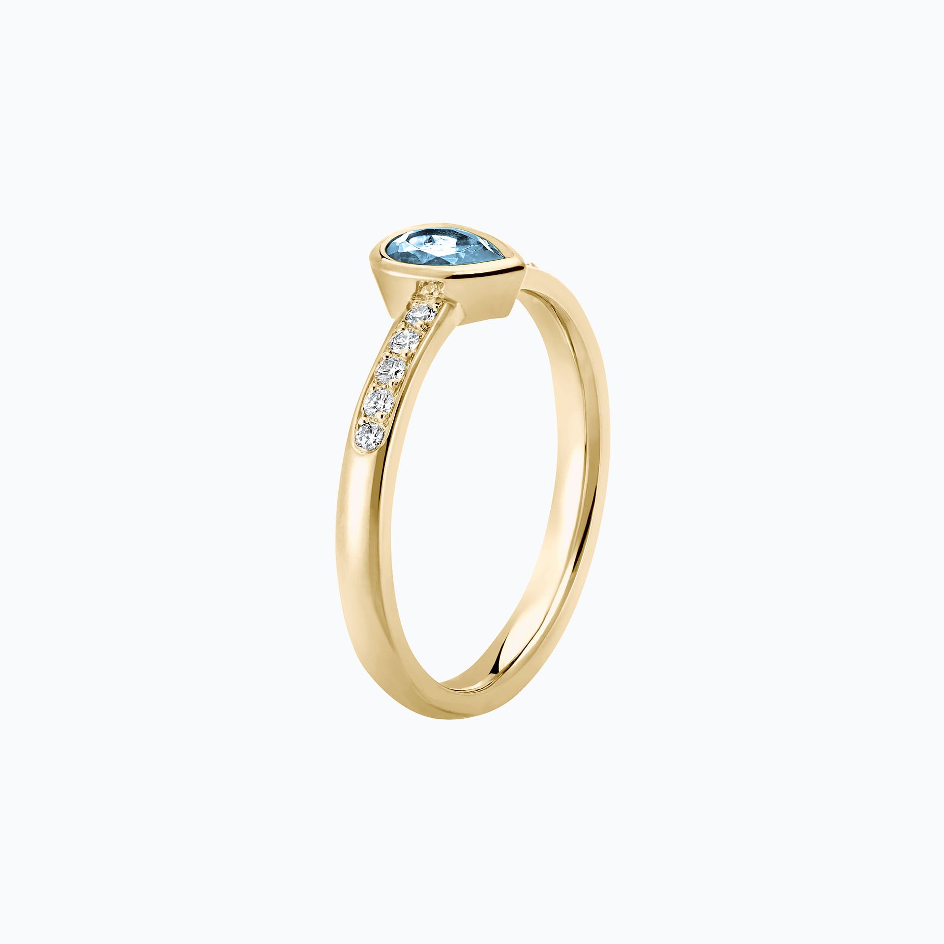 Solitaire Pavé Svadha Aigue-Marine 6 x 4 mm