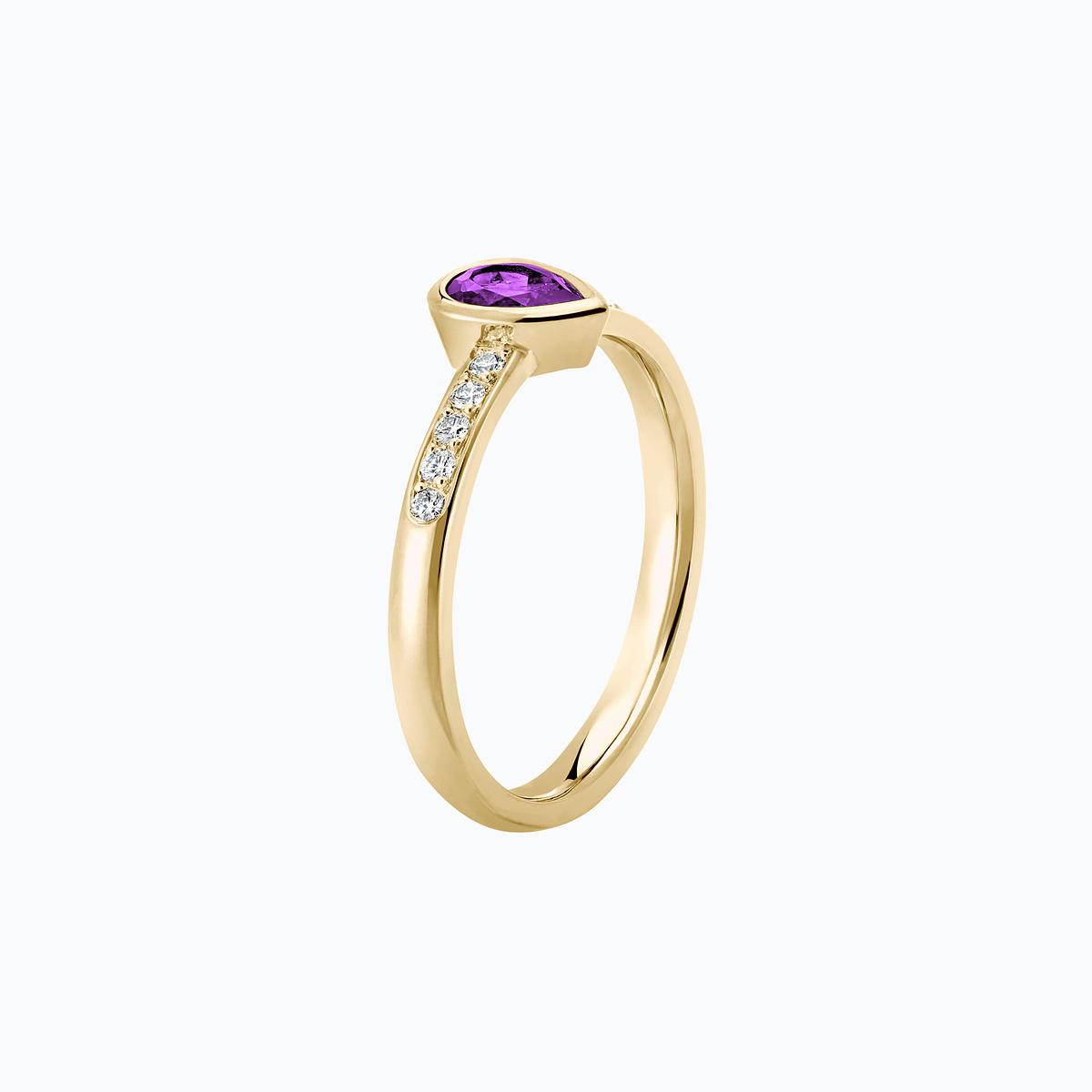 Solitaire Pavé Svadha Améthyste 6 x 4 mm