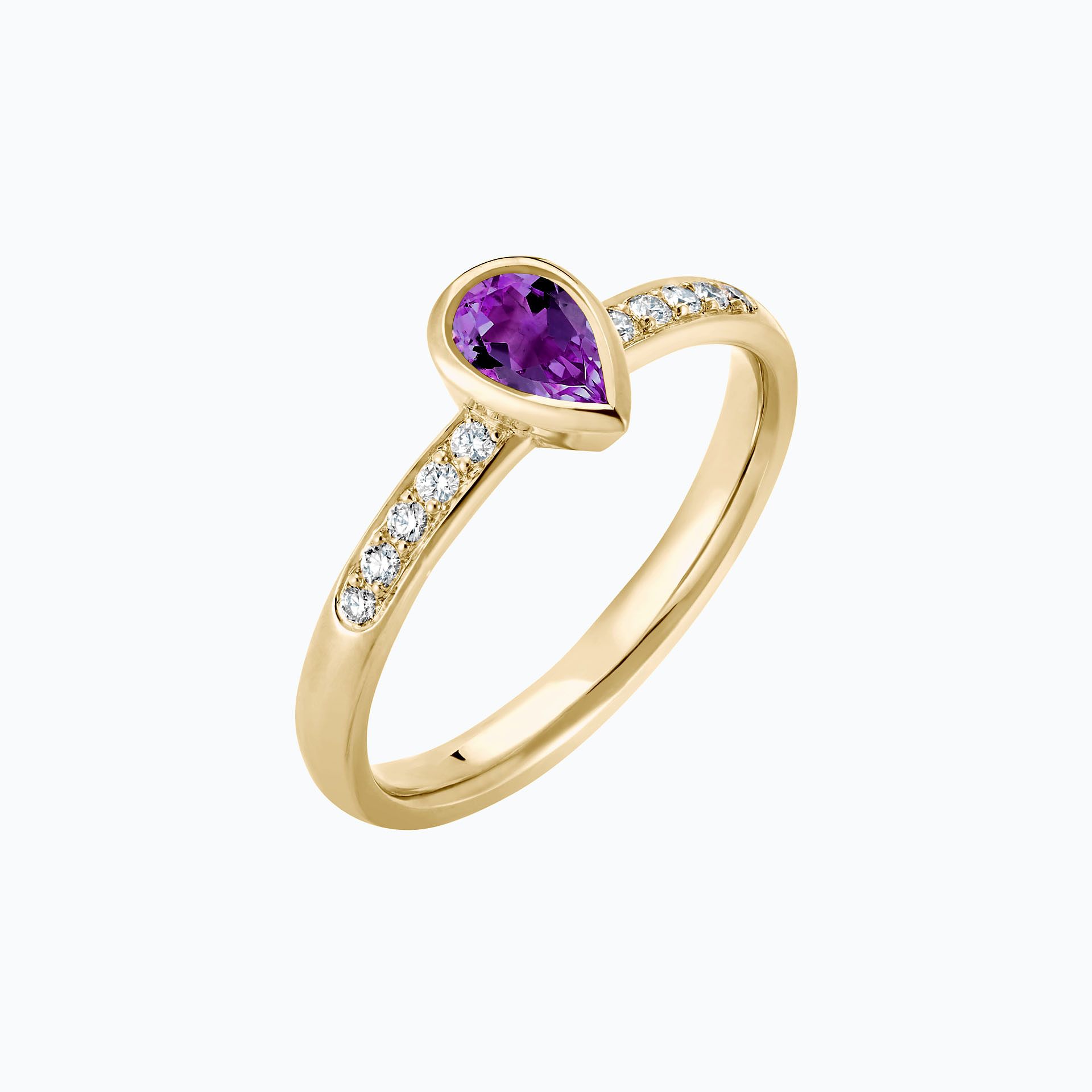 Solitaire Pavé Svadha Améthyste 6 x 4 mm