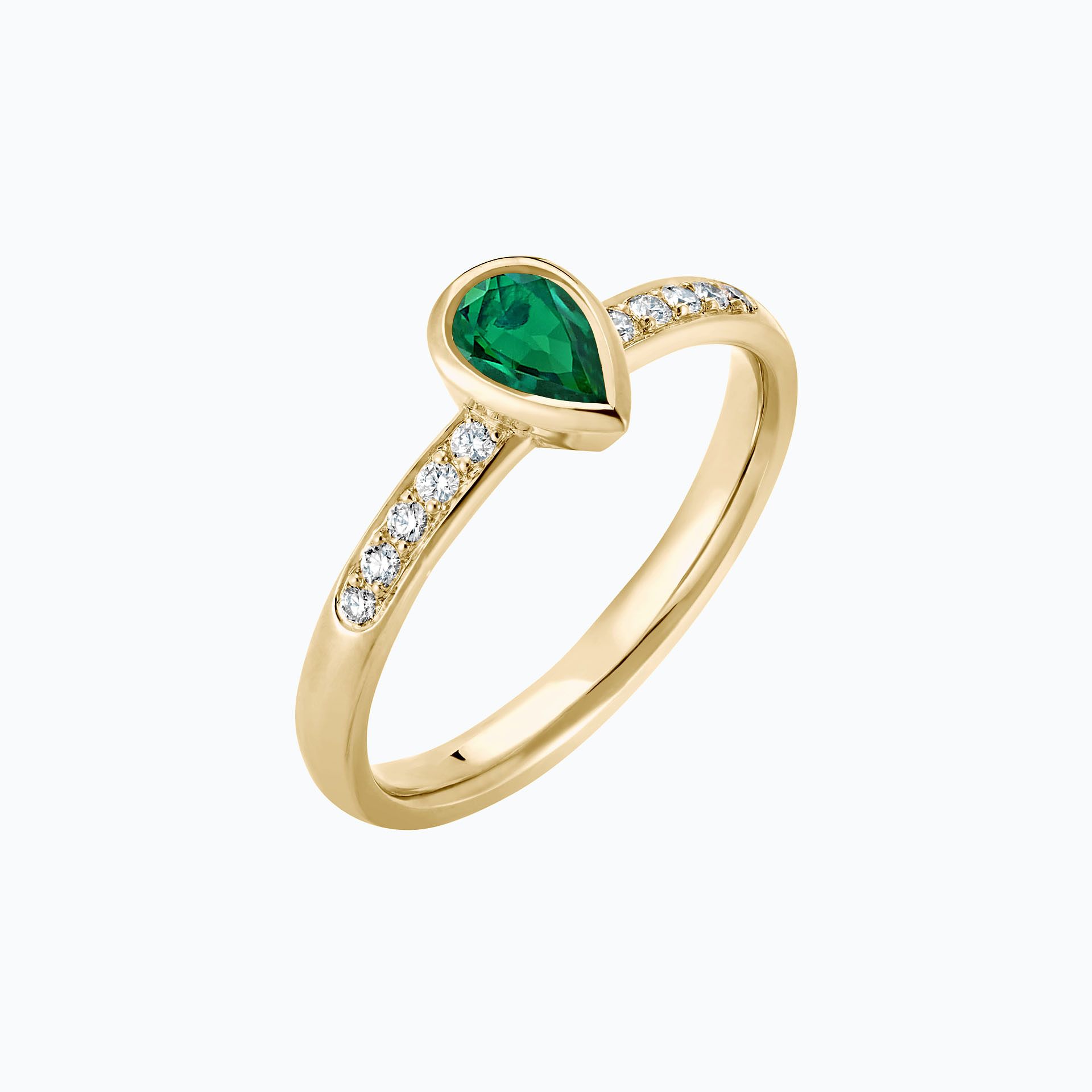 Solitaire Pavé Svadha Émeraude 6 x 4 mm