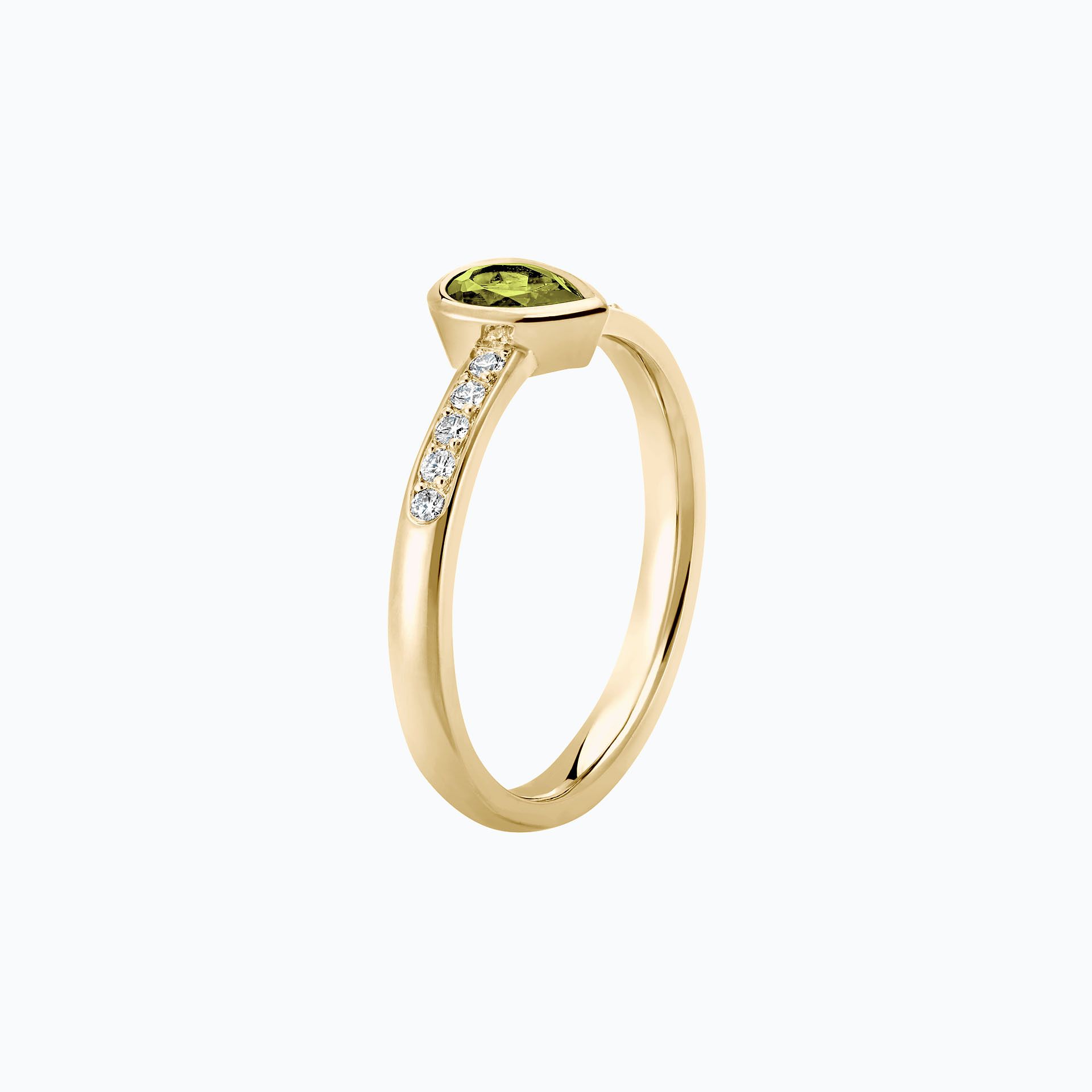 Solitaire Pavé Svadha Péridot 6 x 4 mm