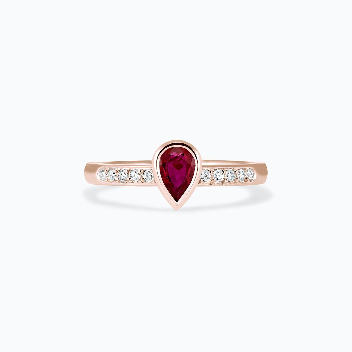 Solitaire Pavé Svadha Rubis 6 x 4 mm