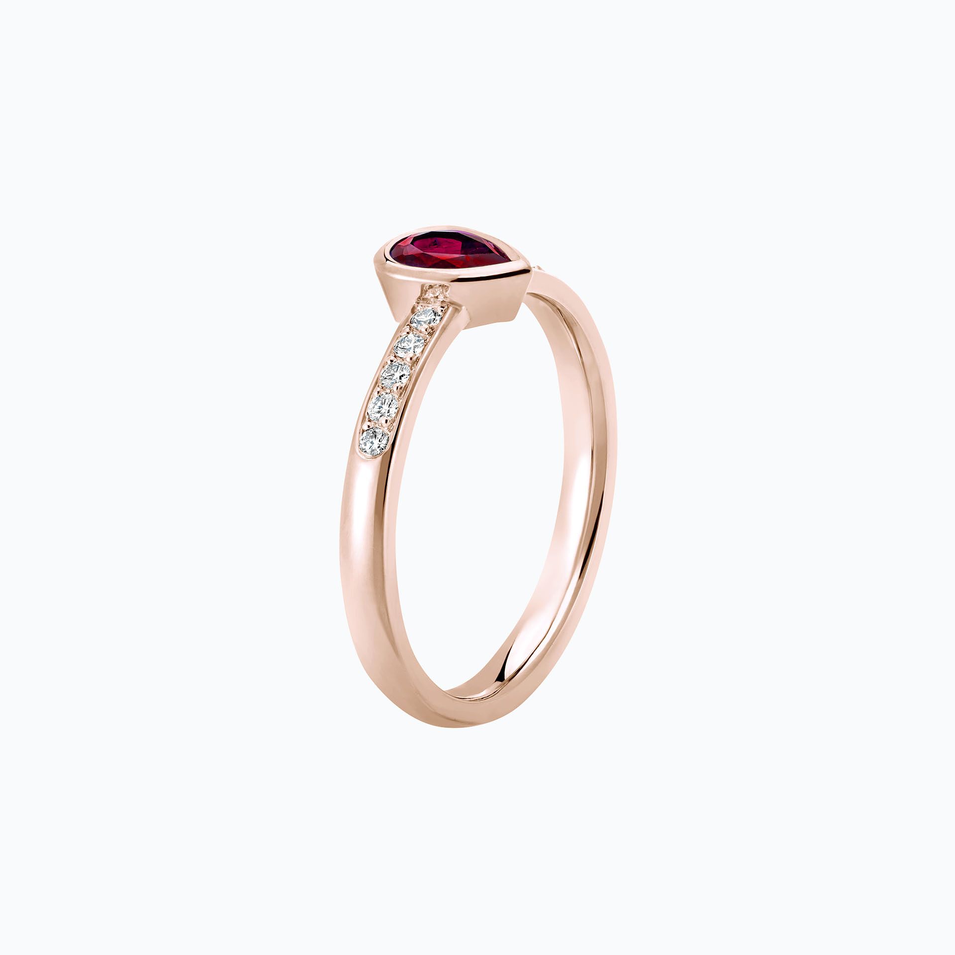 Solitaire Pavé Svadha Rubis 6 x 4 mm