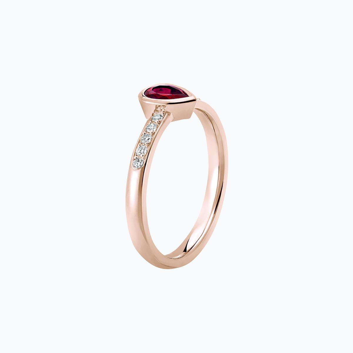 Solitaire Pavé Svadha Rubis 6 x 4 mm