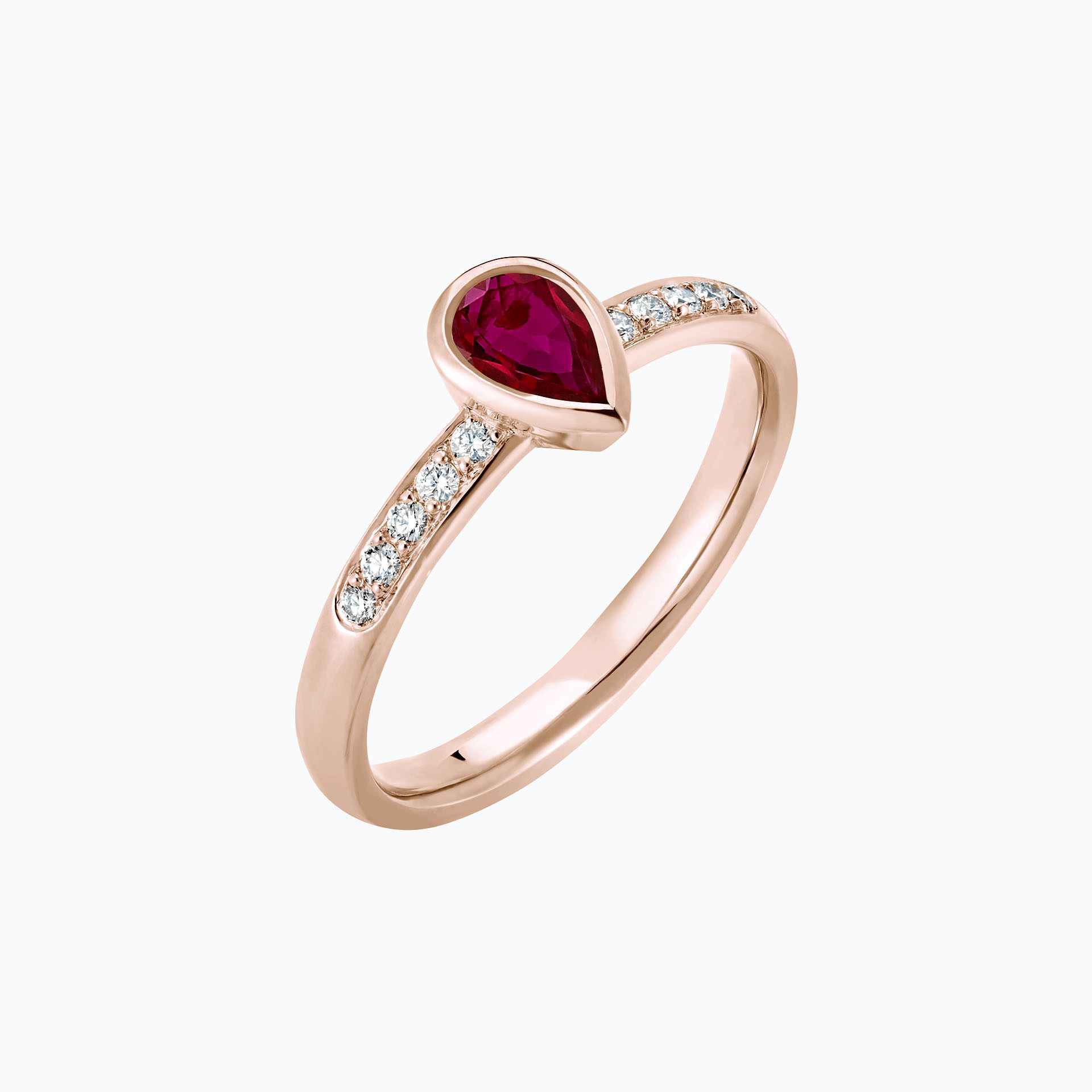 Solitaire Pavé Svadha Rubis 6 x 4 mm