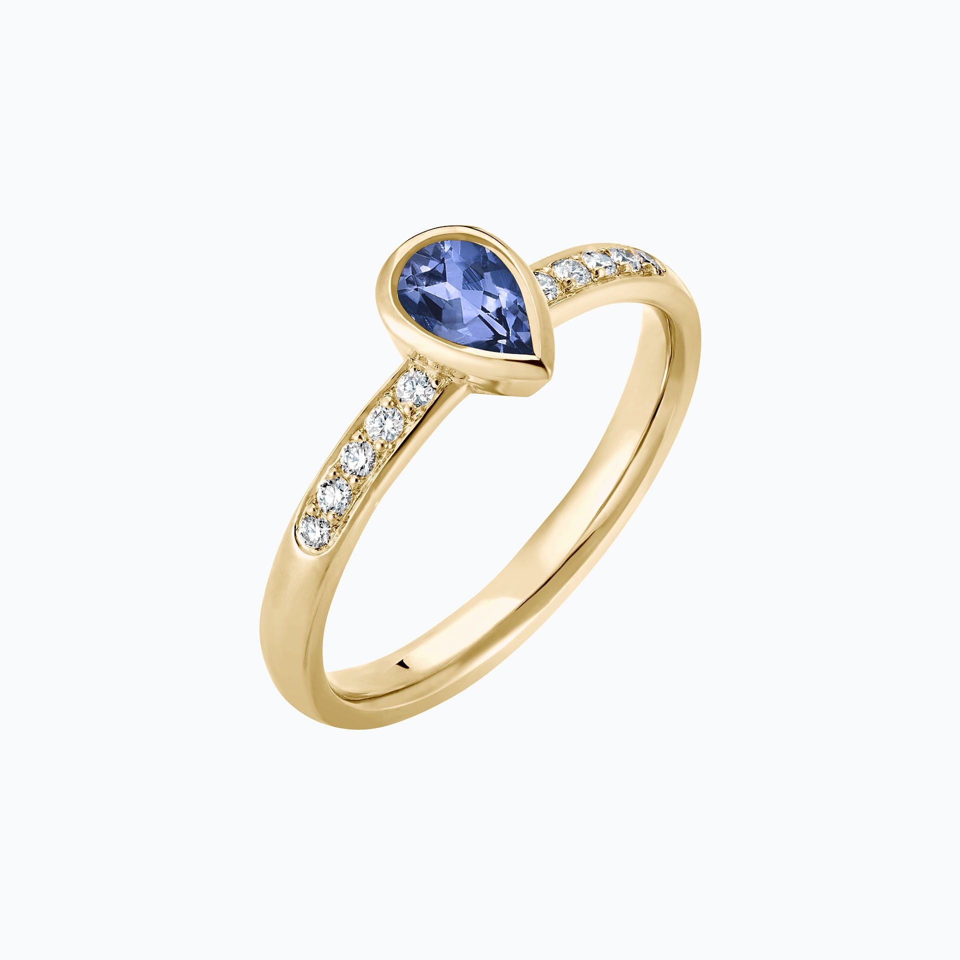 Solitaire Pavé Svadha Tanzanite 6 x 4 mm