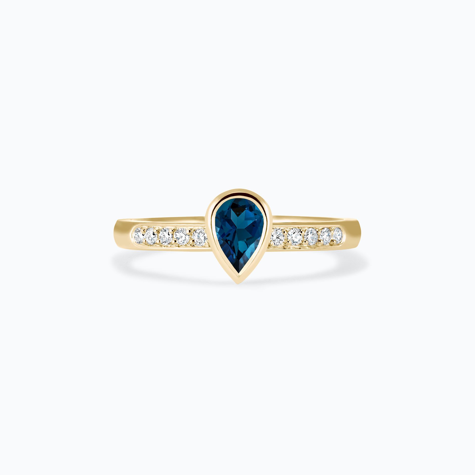 Solitaire Pavé Svadha Topaze Blue London 6 x 4 mm